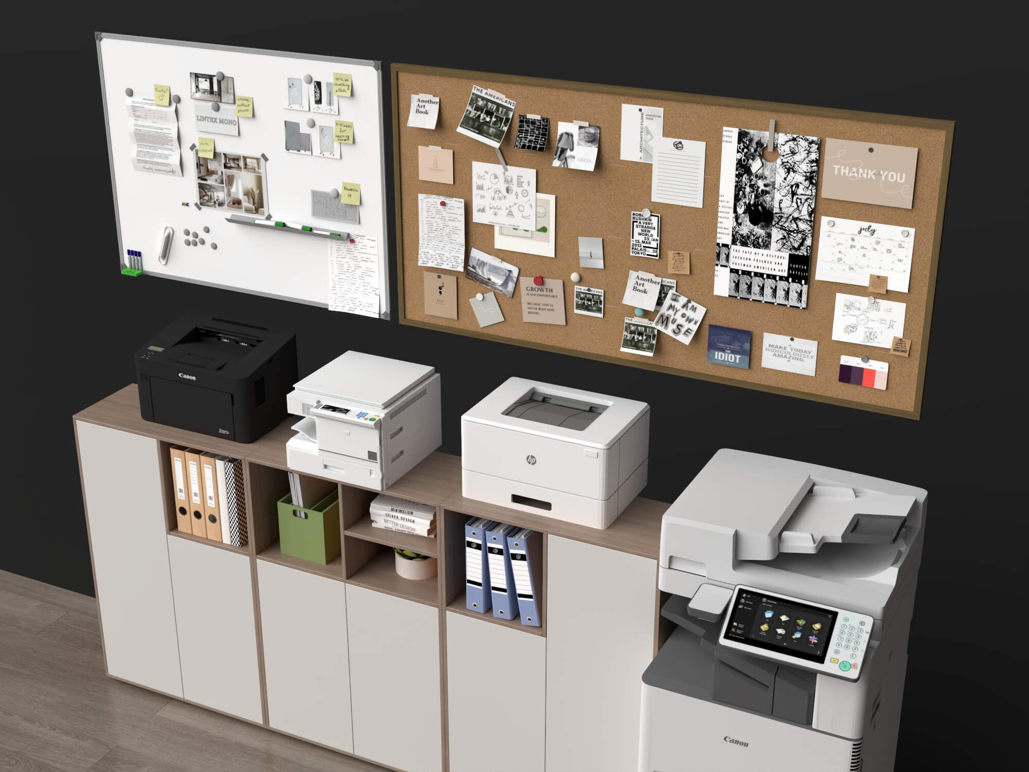 Office Sideboard and Printer Set Lowpoly 3D Model 3D Model