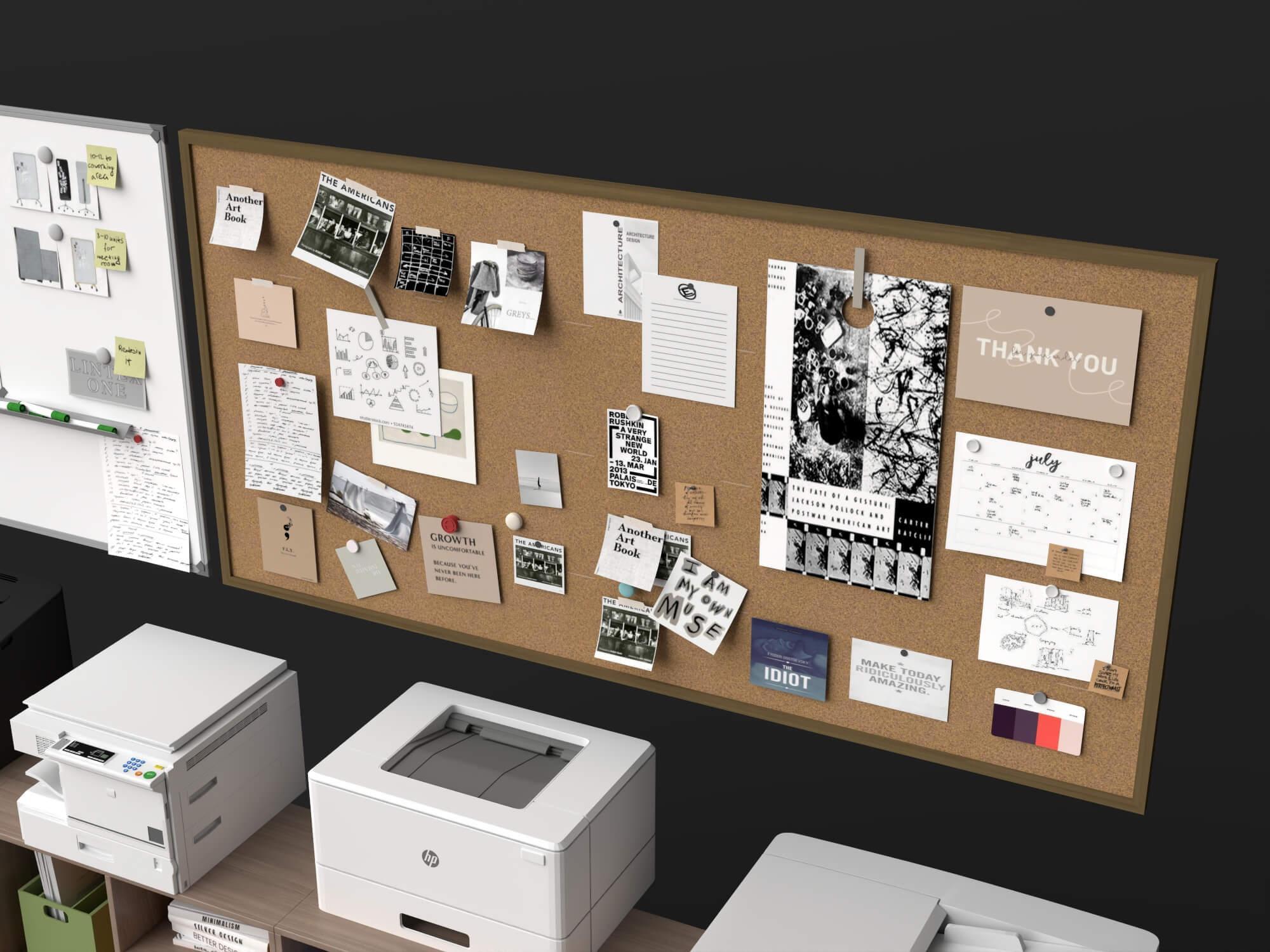 Office Sideboard and Printer Set Lowpoly 3D Model 3D Model