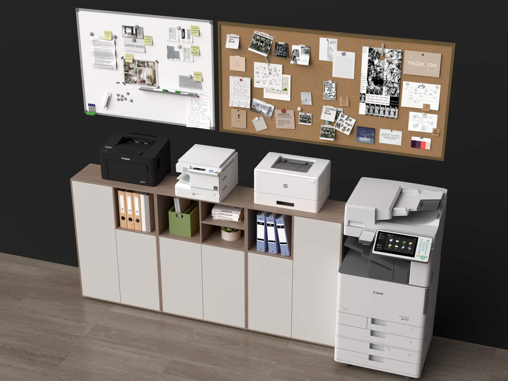 Office Sideboard and Printer Set Lowpoly 3D Model 3D Model