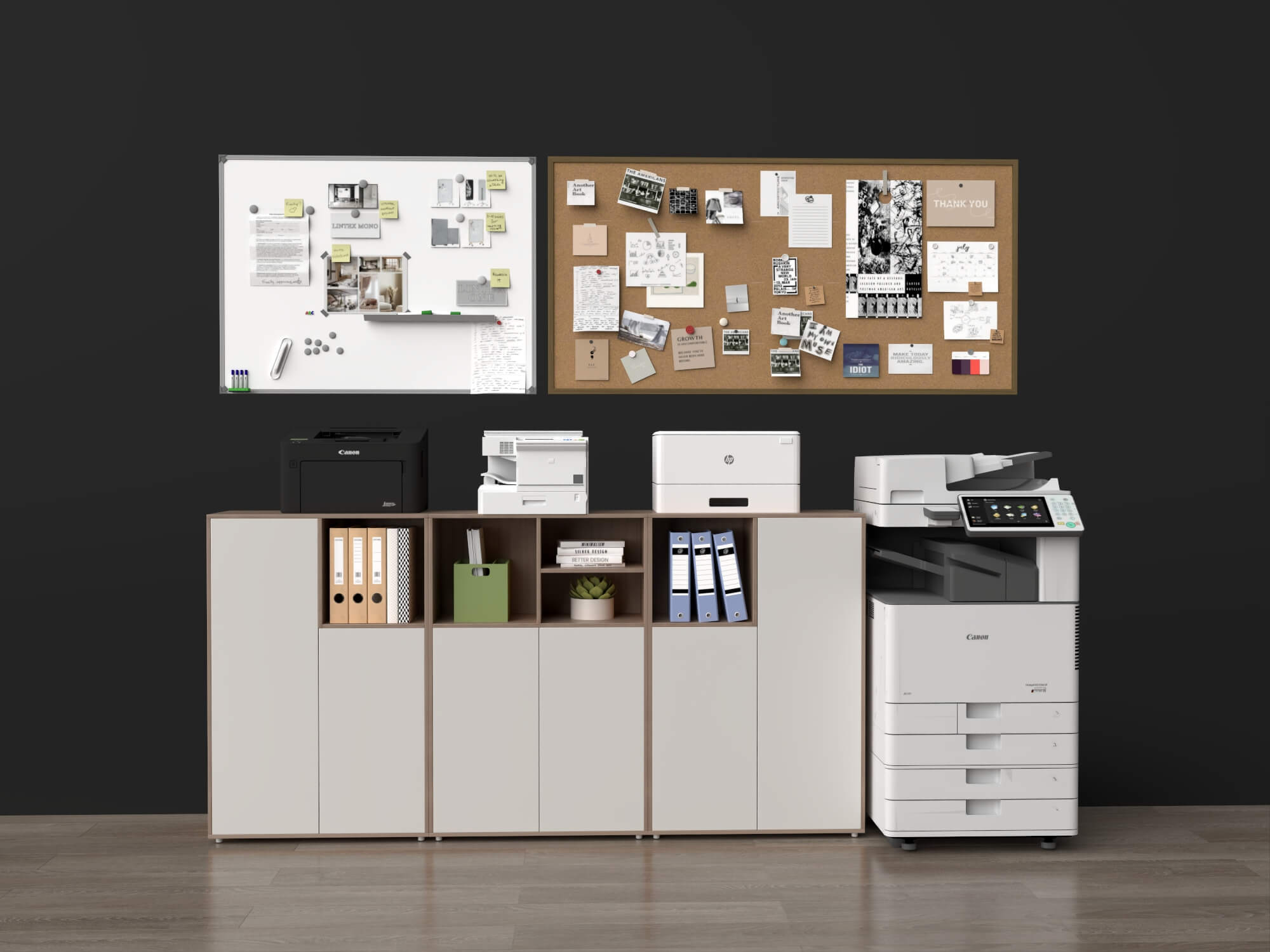 Office Sideboard and Printer Set Lowpoly 3D Model 3D Model