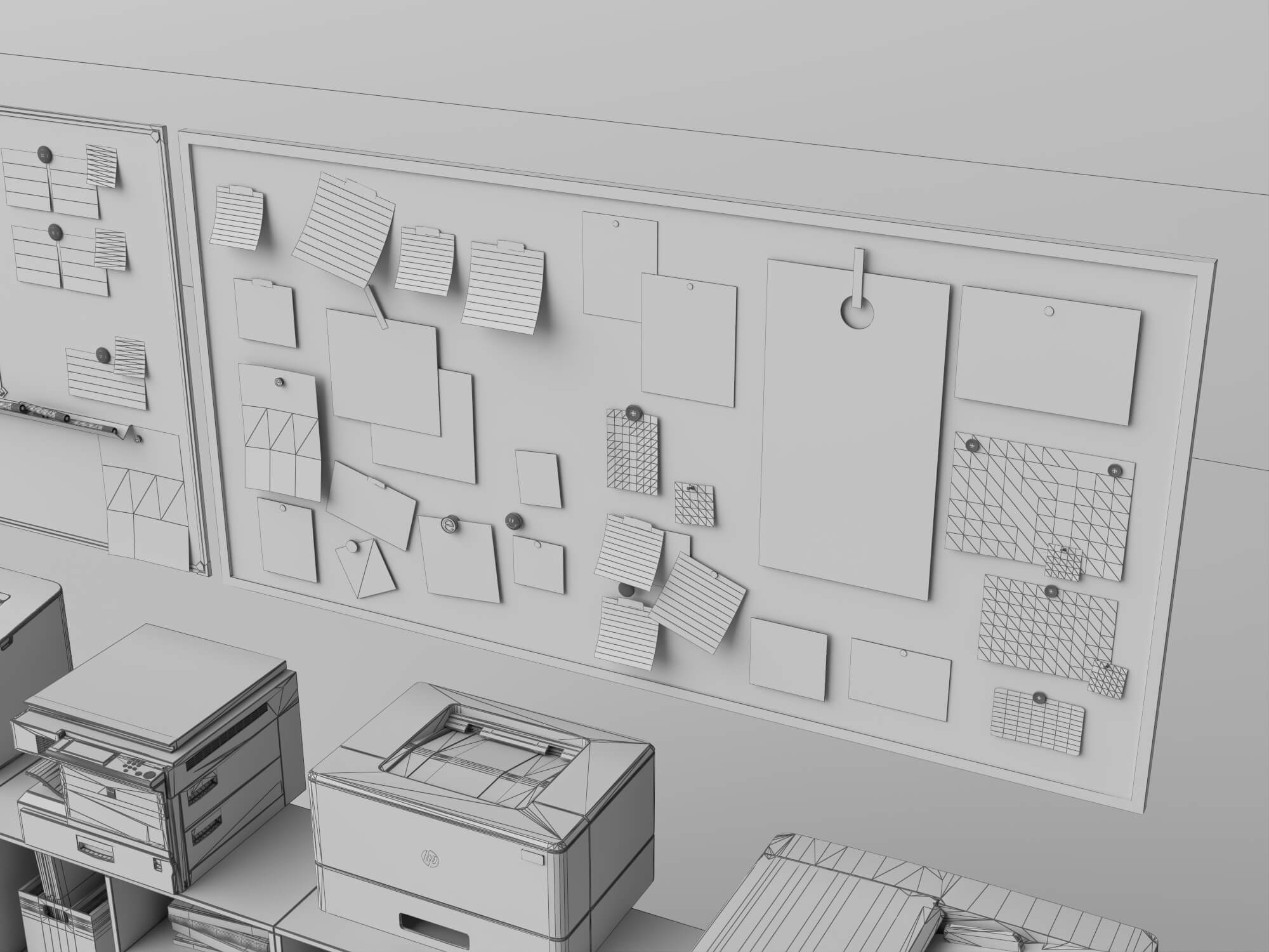 Office Sideboard and Printer Set Lowpoly 3D Model 3D Model