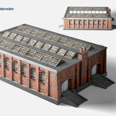 Old Brick Factory Building 3D Model