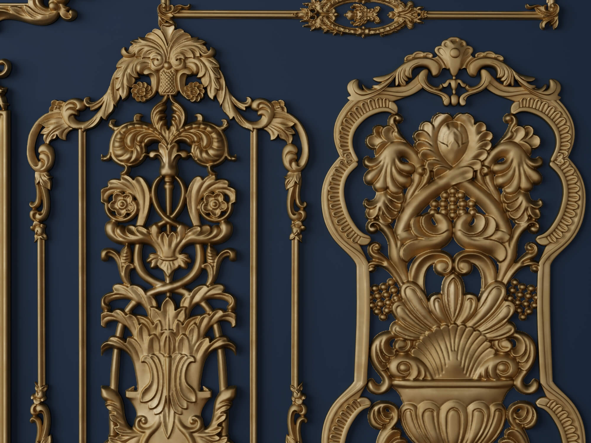 Ornate Baroque Decorative Frames and Carved Panels 3D Model