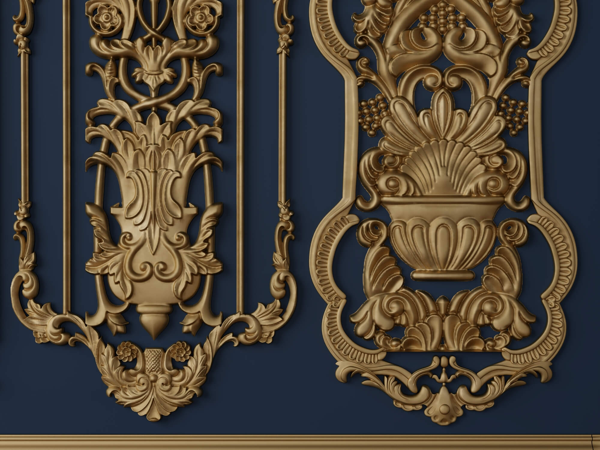 Ornate Baroque Decorative Frames and Carved Panels 3D Model
