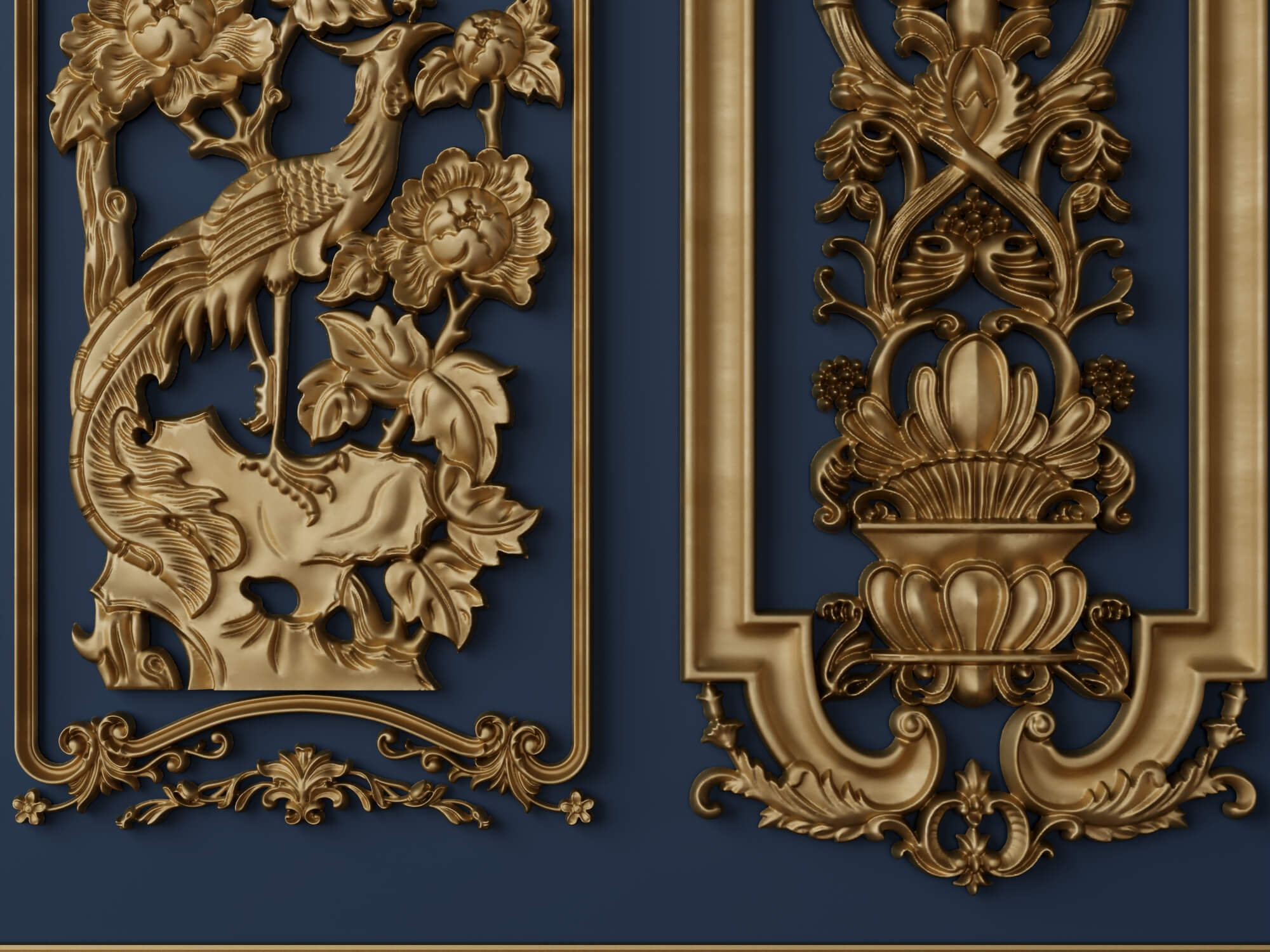 Ornate Baroque Decorative Frames and Carved Panels 3D Model