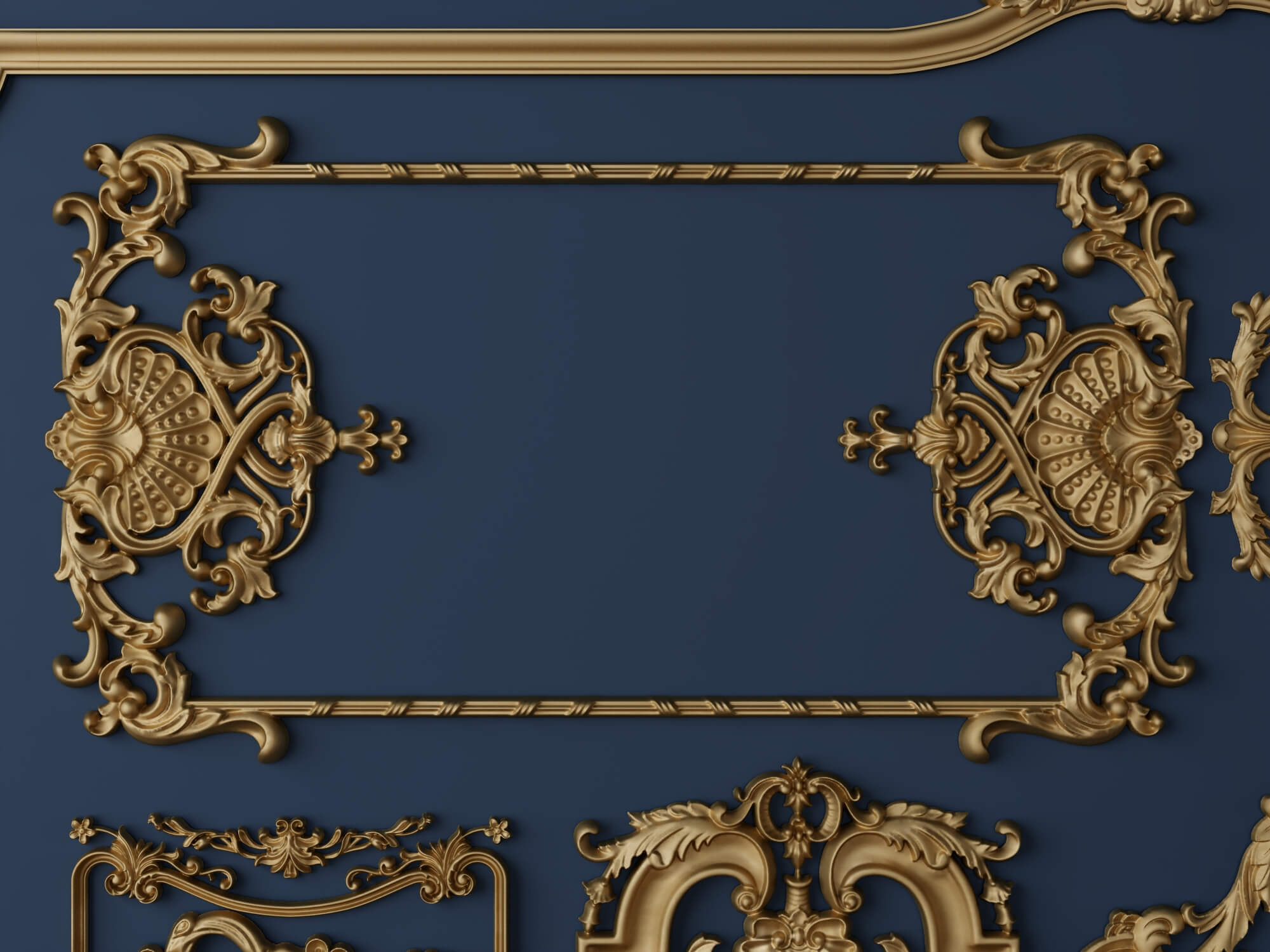 Ornate Baroque Decorative Frames and Carved Panels 3D Model