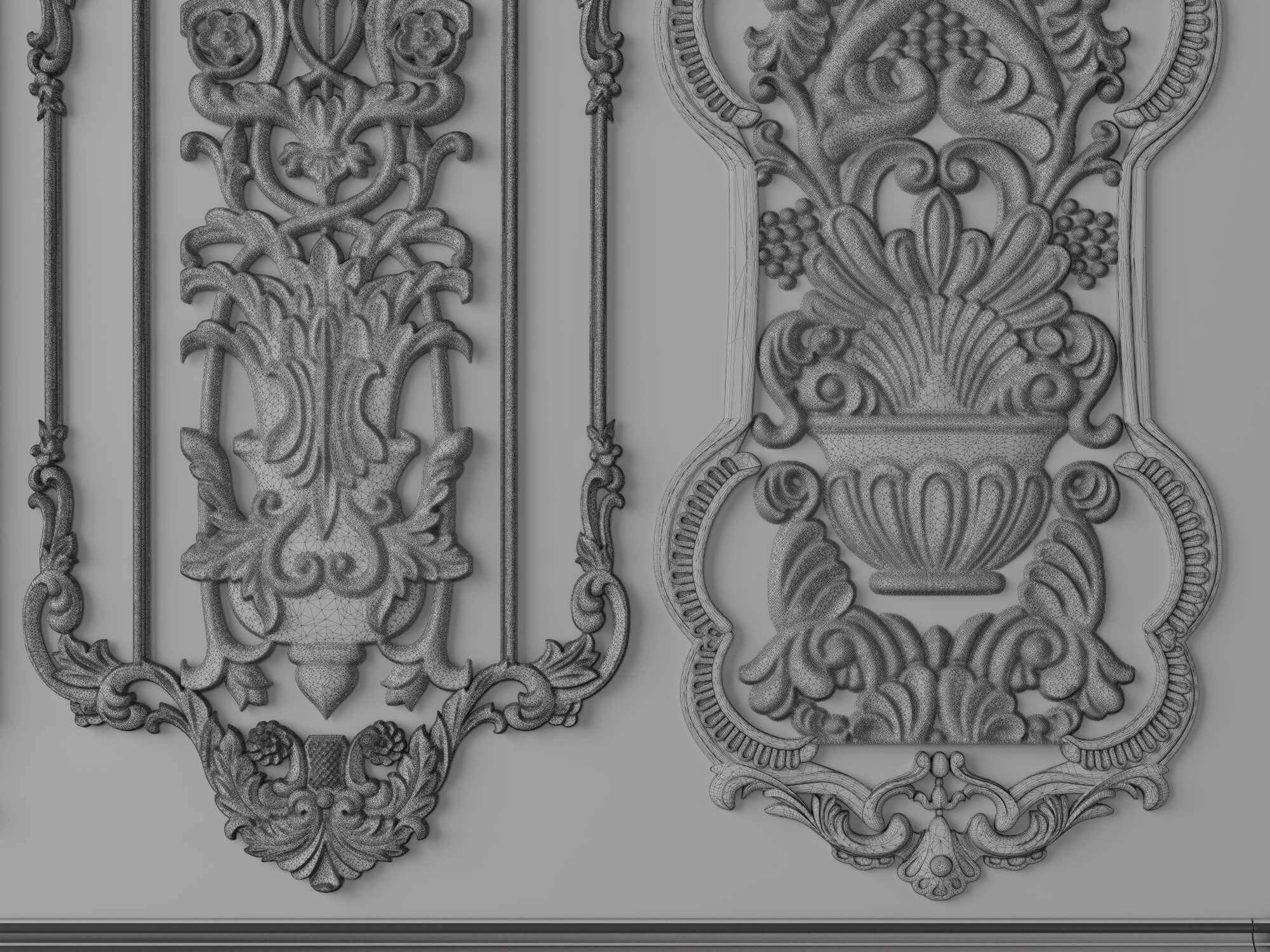 Ornate Baroque Decorative Frames and Carved Panels 3D Model