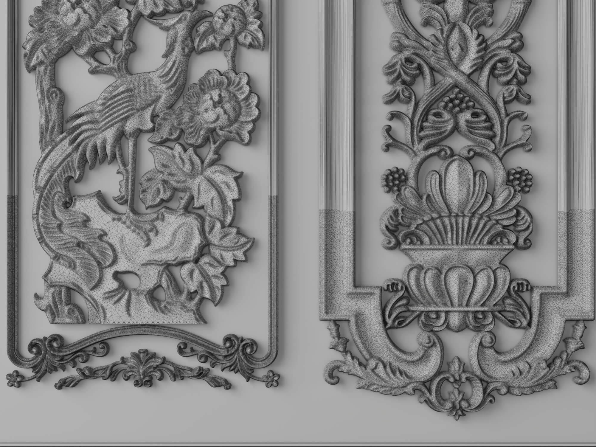Ornate Baroque Decorative Frames and Carved Panels 3D Model