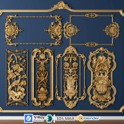Ornate Baroque Decorative Frames and Carved Panels