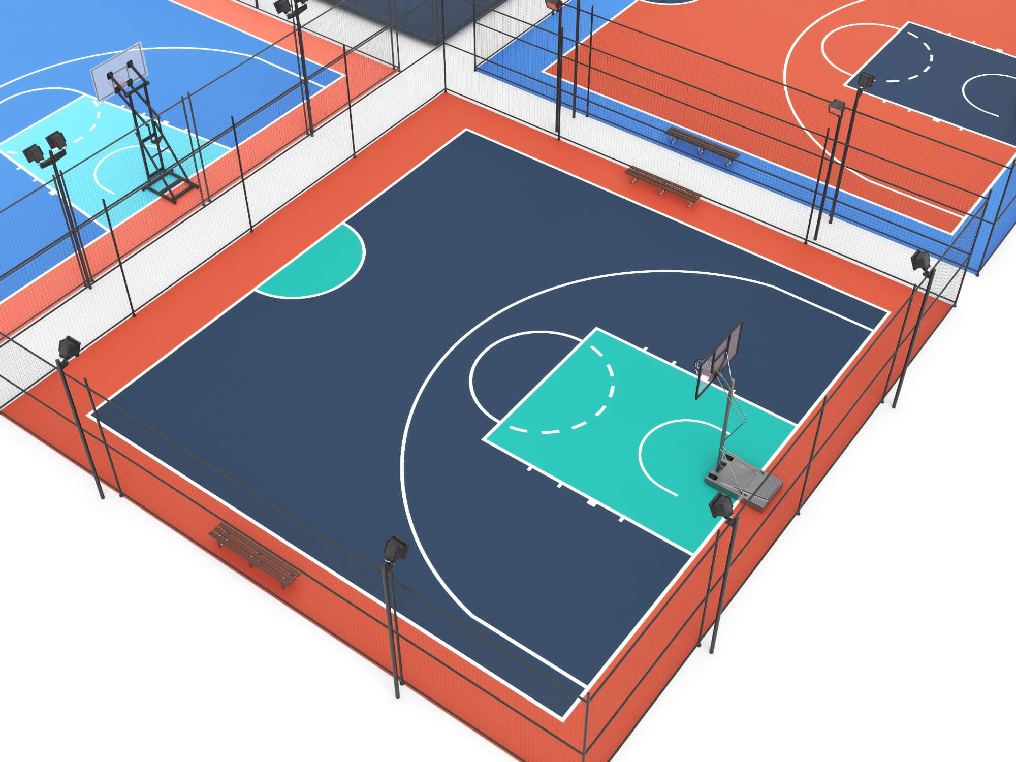 Outdoor Multi Sport Court Collection 3D Model