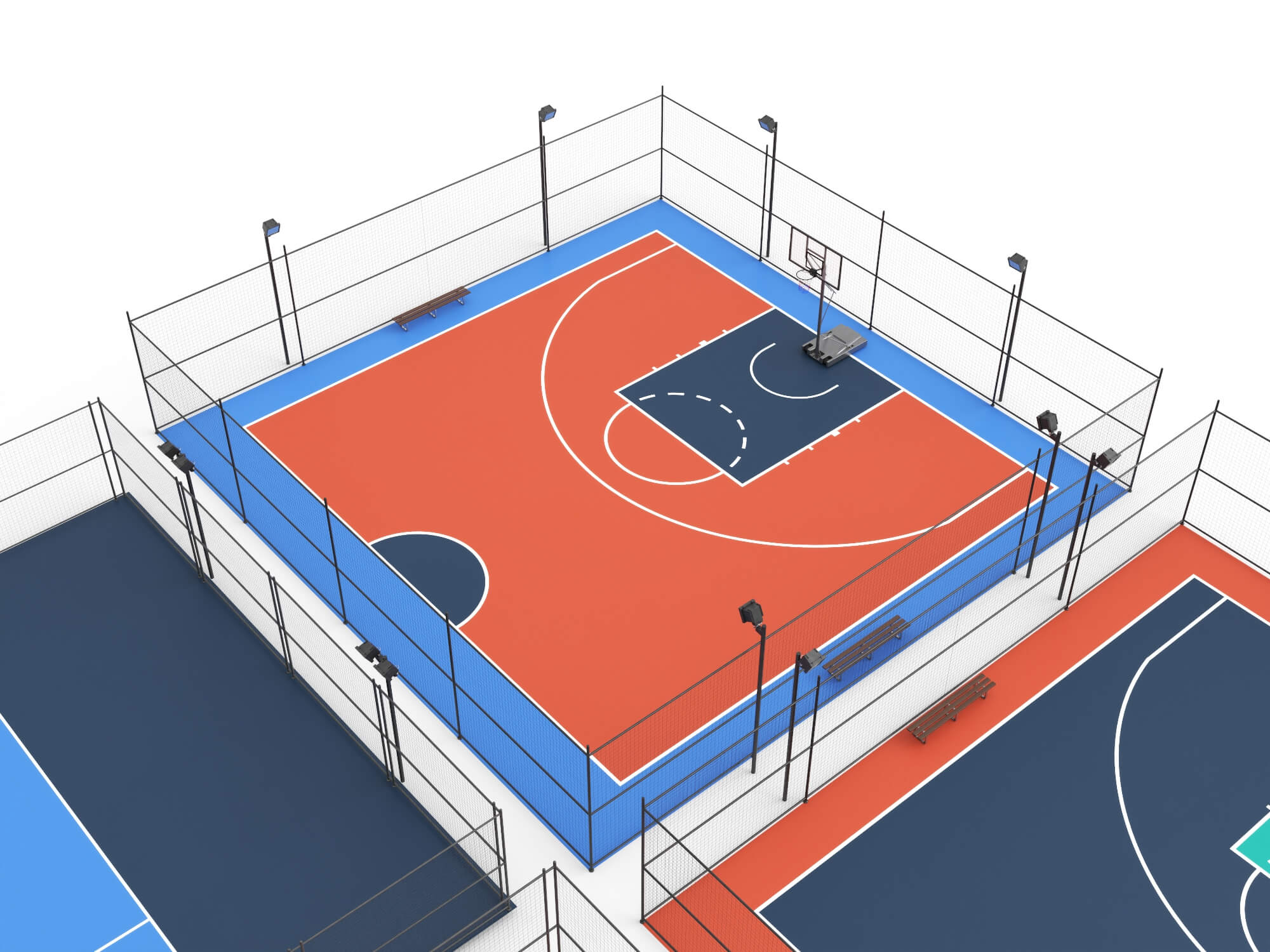 Outdoor Multi Sport Court Collection 3D Model