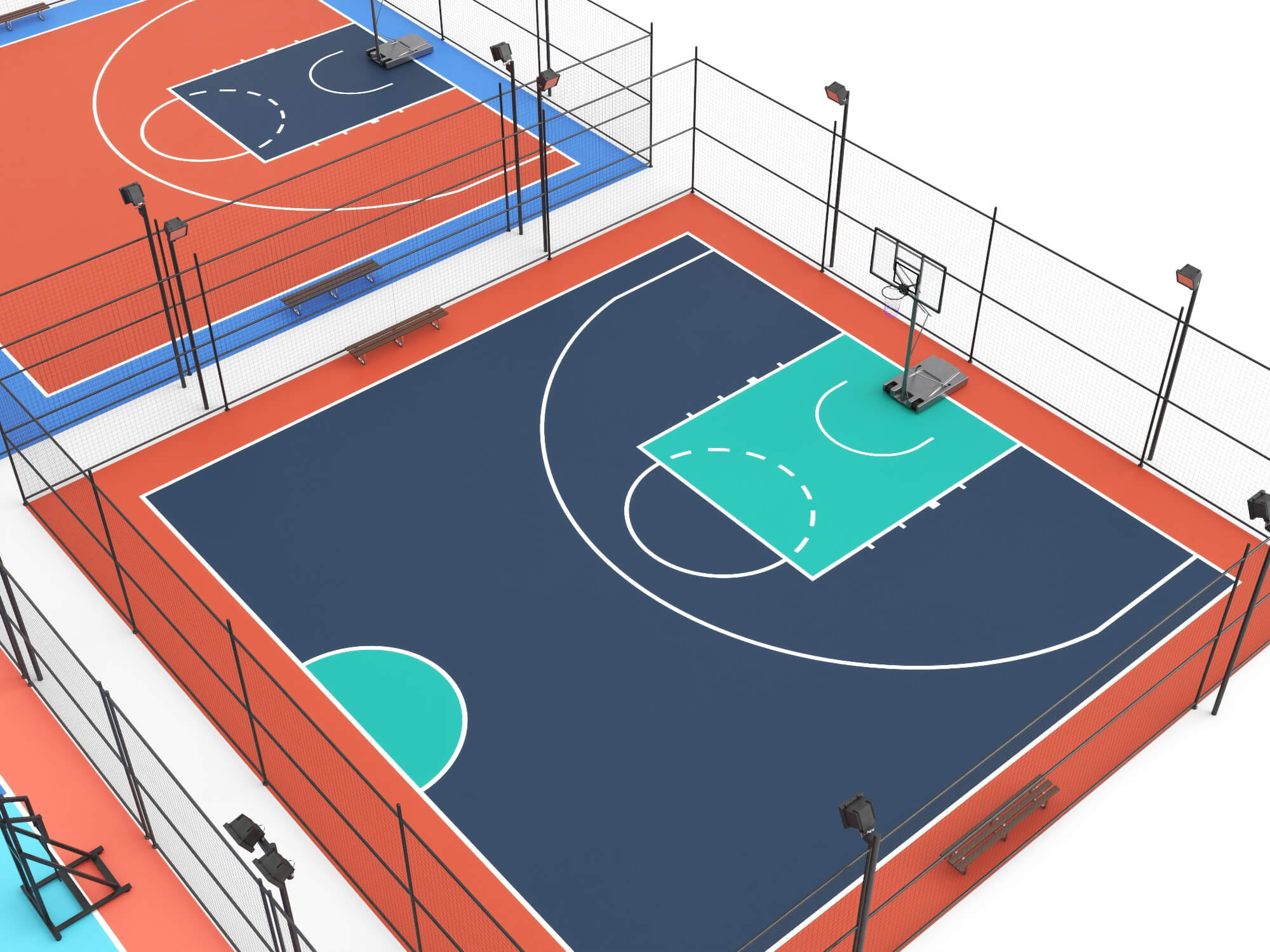 Outdoor Multi Sport Court Collection 3D Model