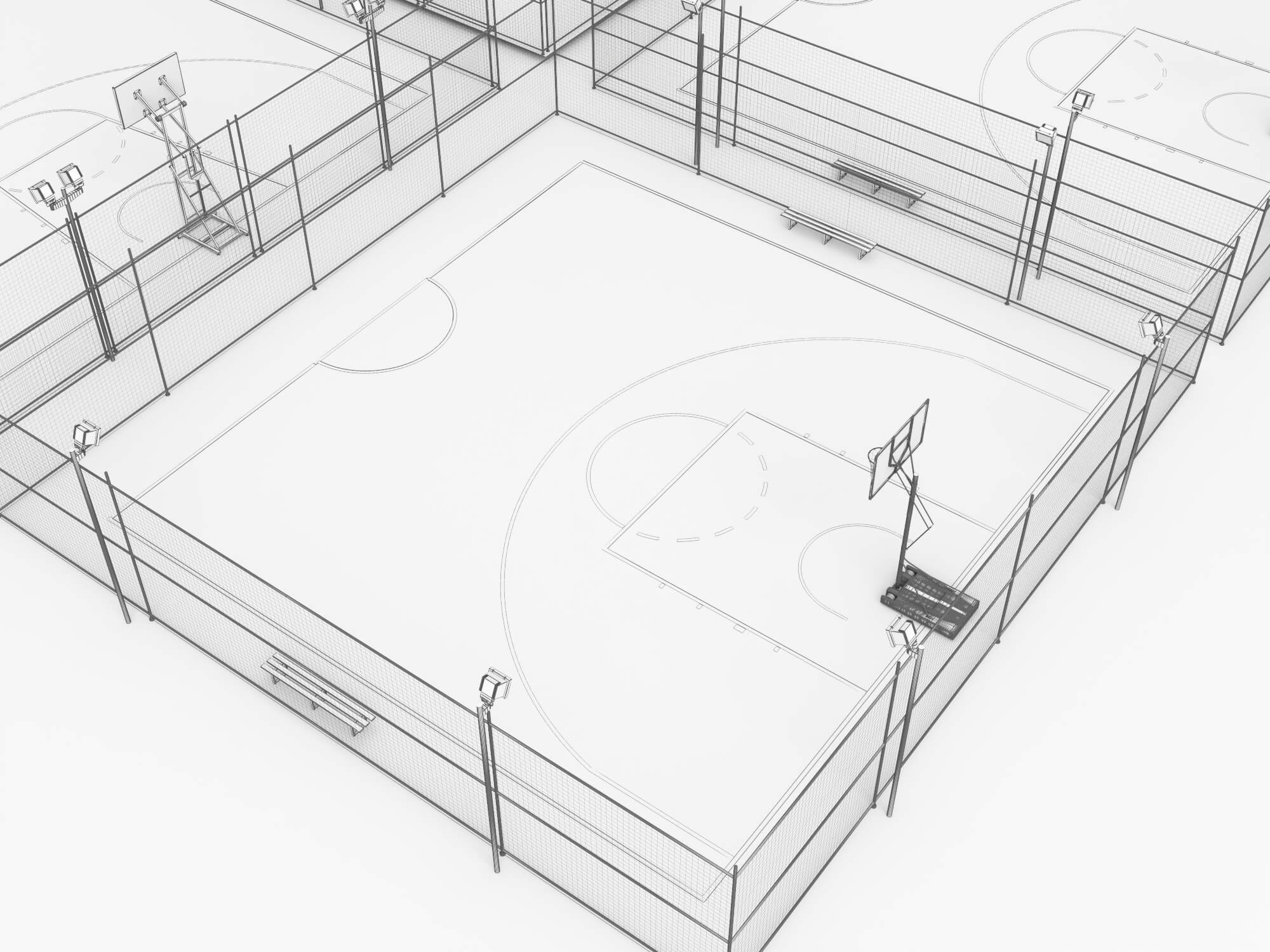 Outdoor Multi Sport Court Collection 3D Model