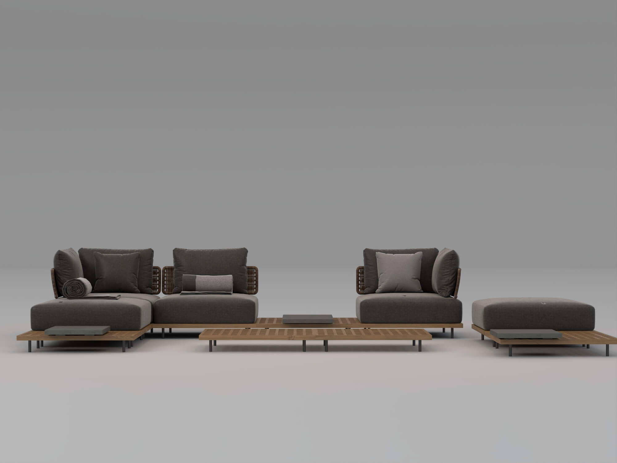 Outdoor Wicker Modular Sofa Set 3D Model