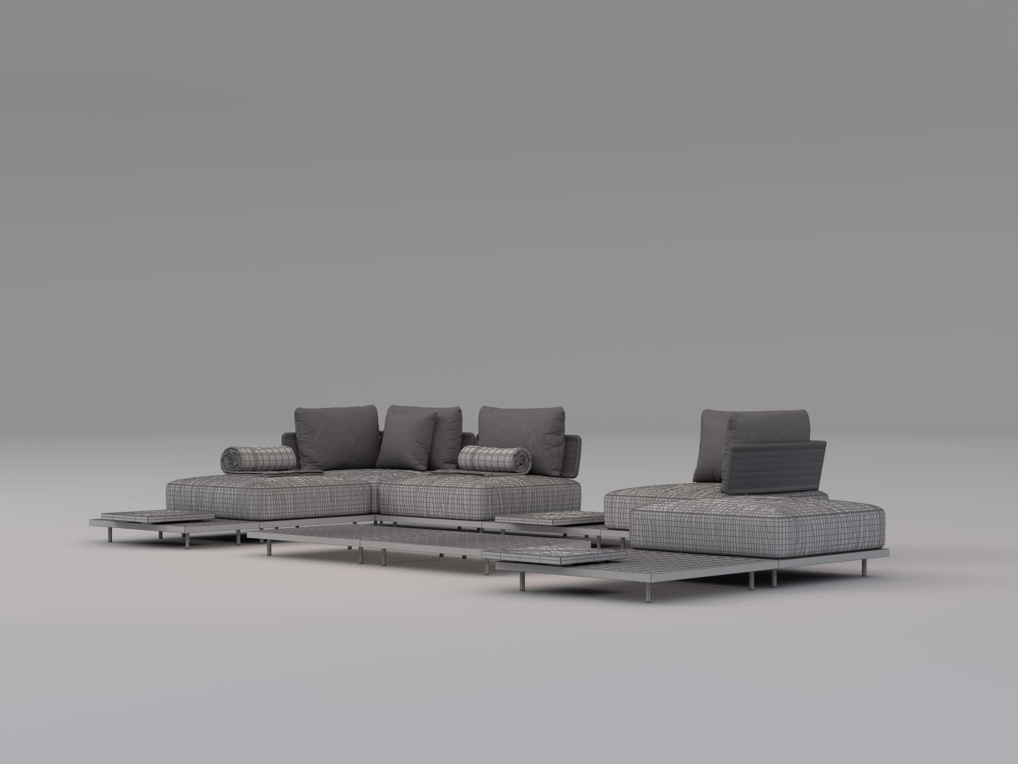 Outdoor Wicker Modular Sofa Set 3D Model