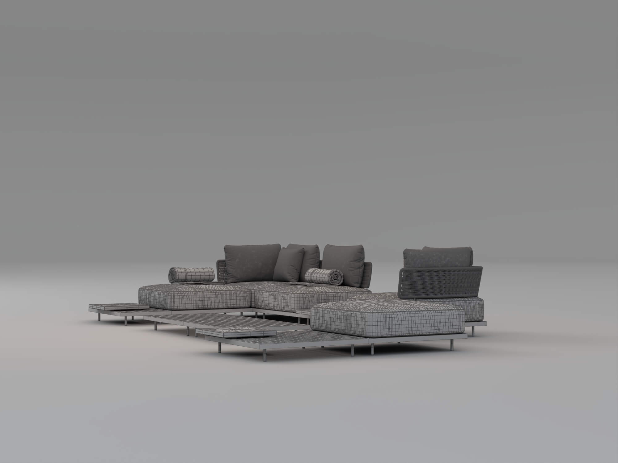 Outdoor Wicker Modular Sofa Set 3D Model