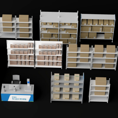 Parcel Station Shelving Pack 3d Model