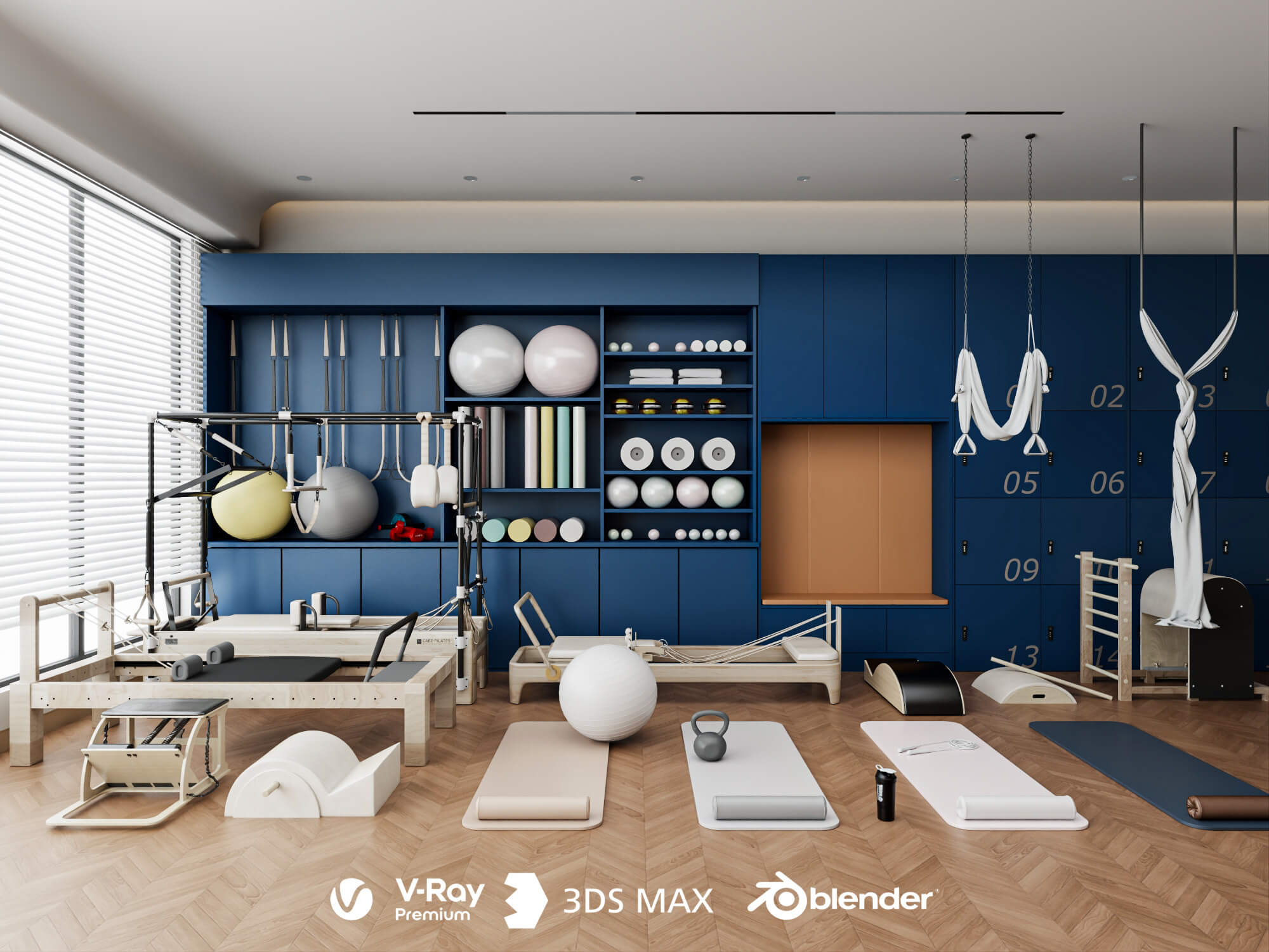 Pilates Studio Interior Scene 3D Model