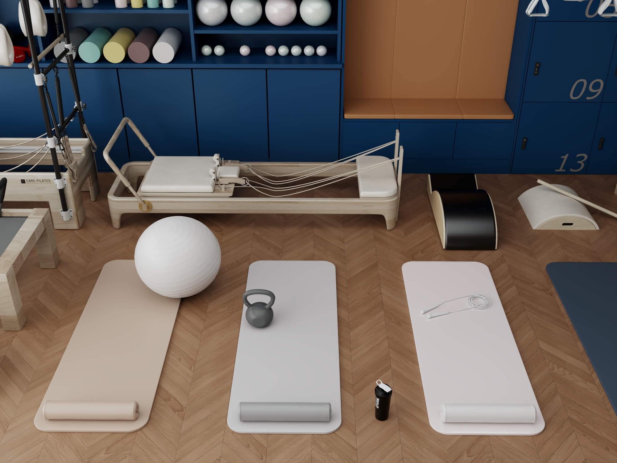 Pilates Studio Interior Scene 3D Model