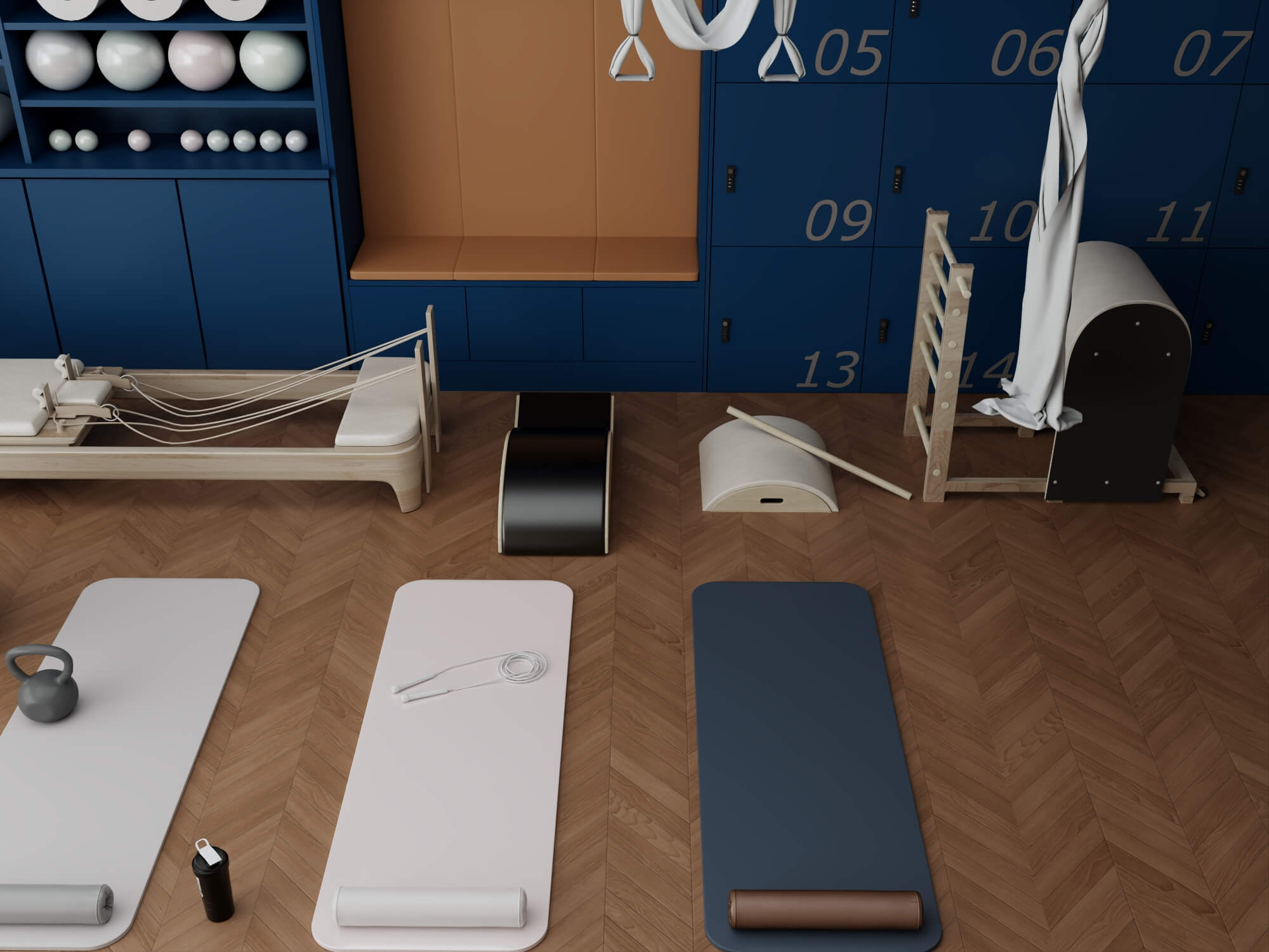 Pilates Studio Interior Scene 3D Model