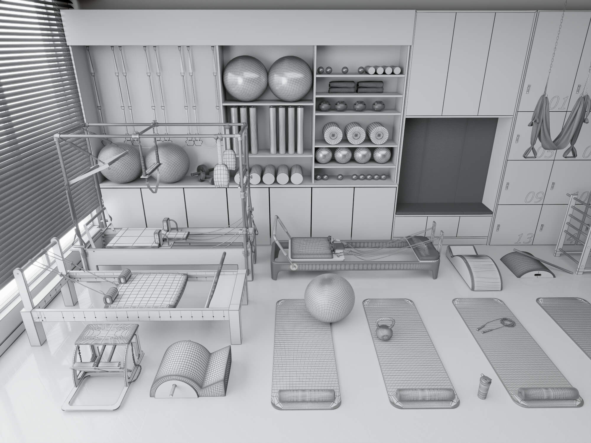 Pilates Studio Interior Scene 3D Model