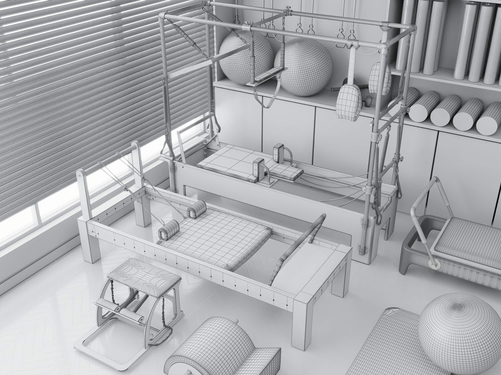 Pilates Studio Interior Scene 3D Model