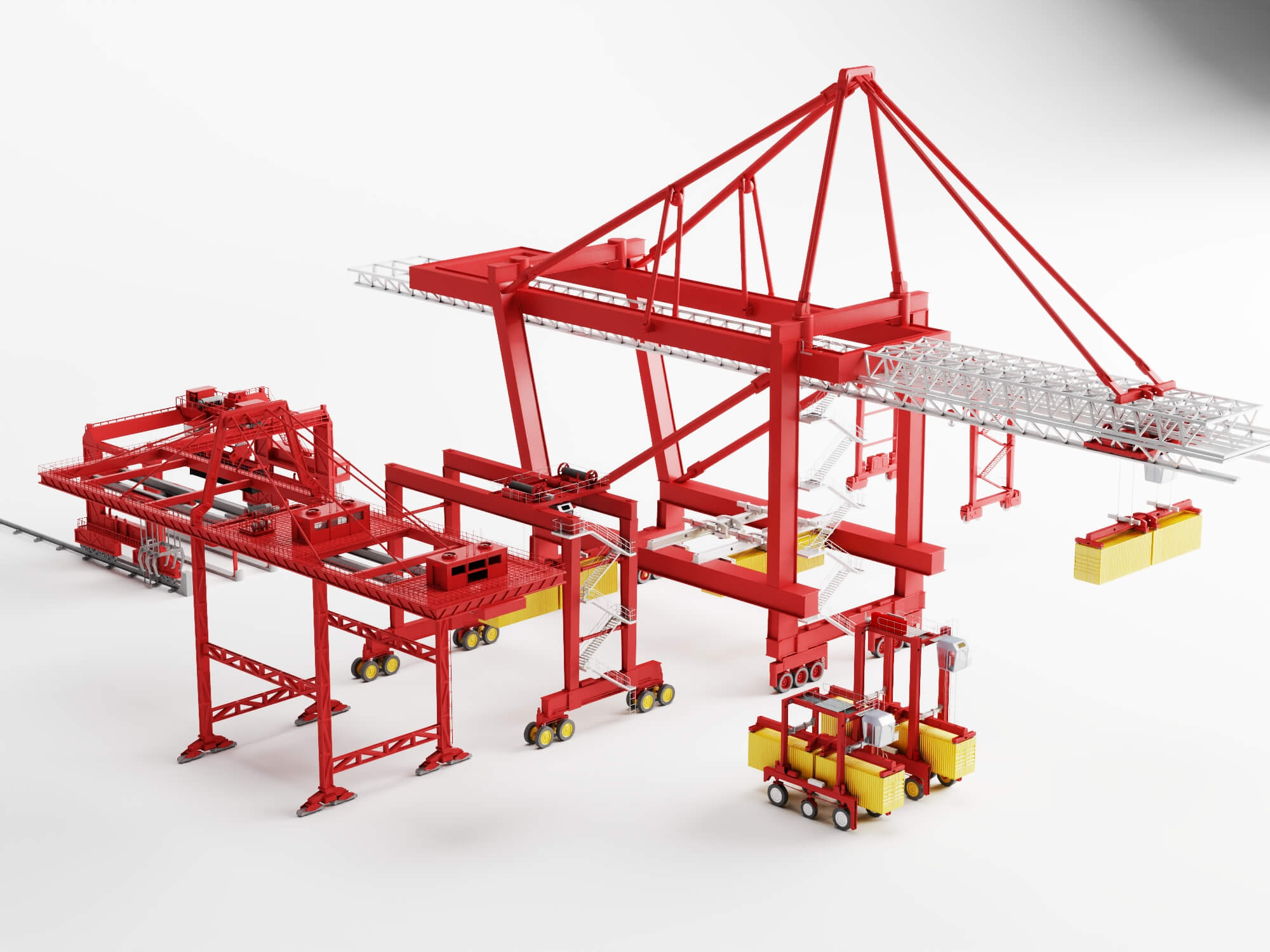 Port Container Crane Asset Pack 3D Model