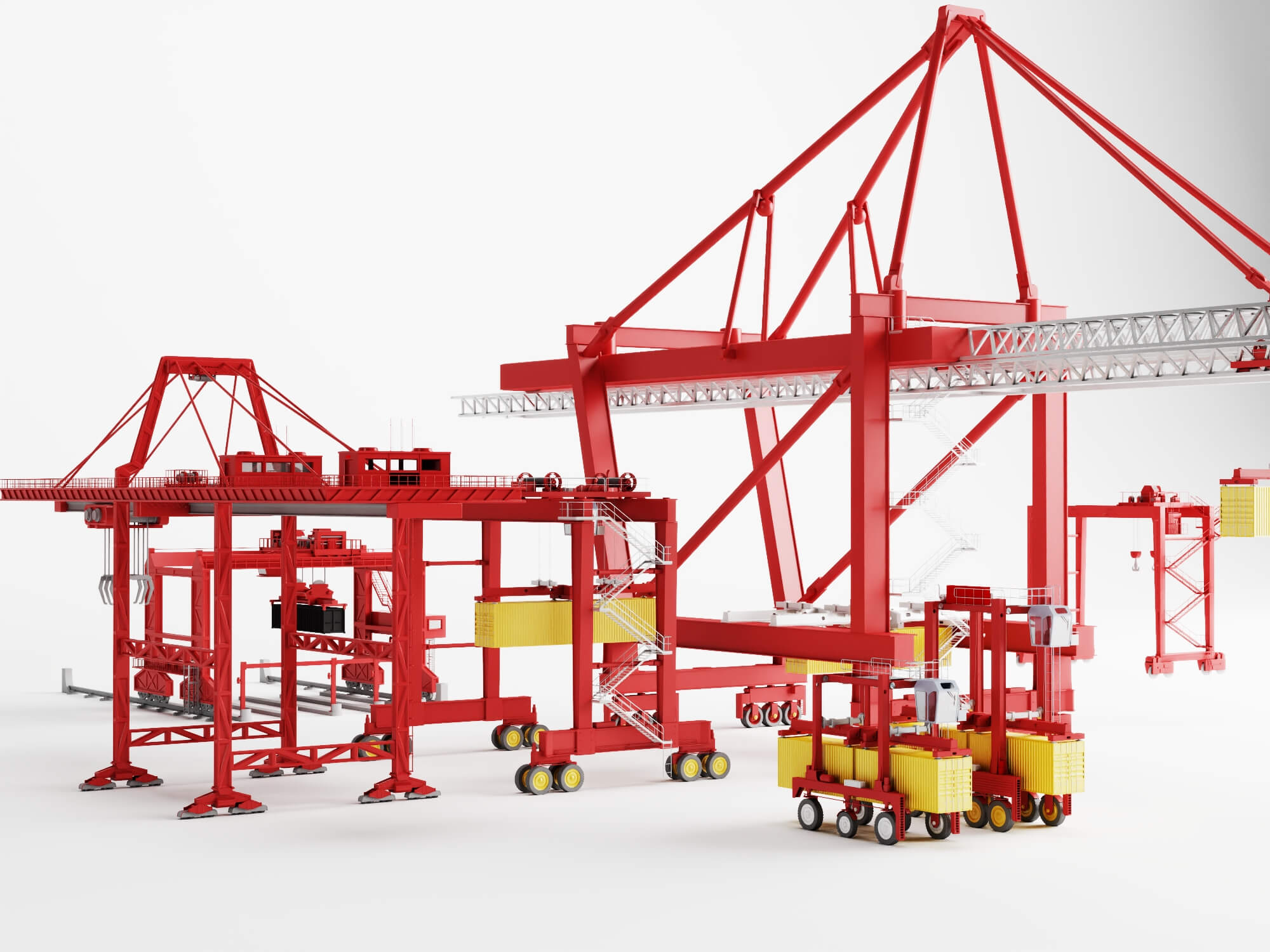 Port Container Crane Asset Pack 3D Model