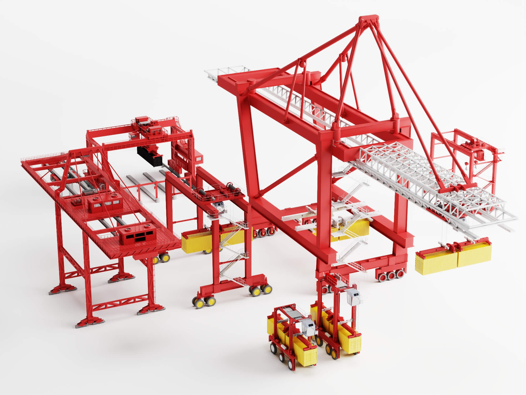Port Container Crane Asset Pack 3D Model