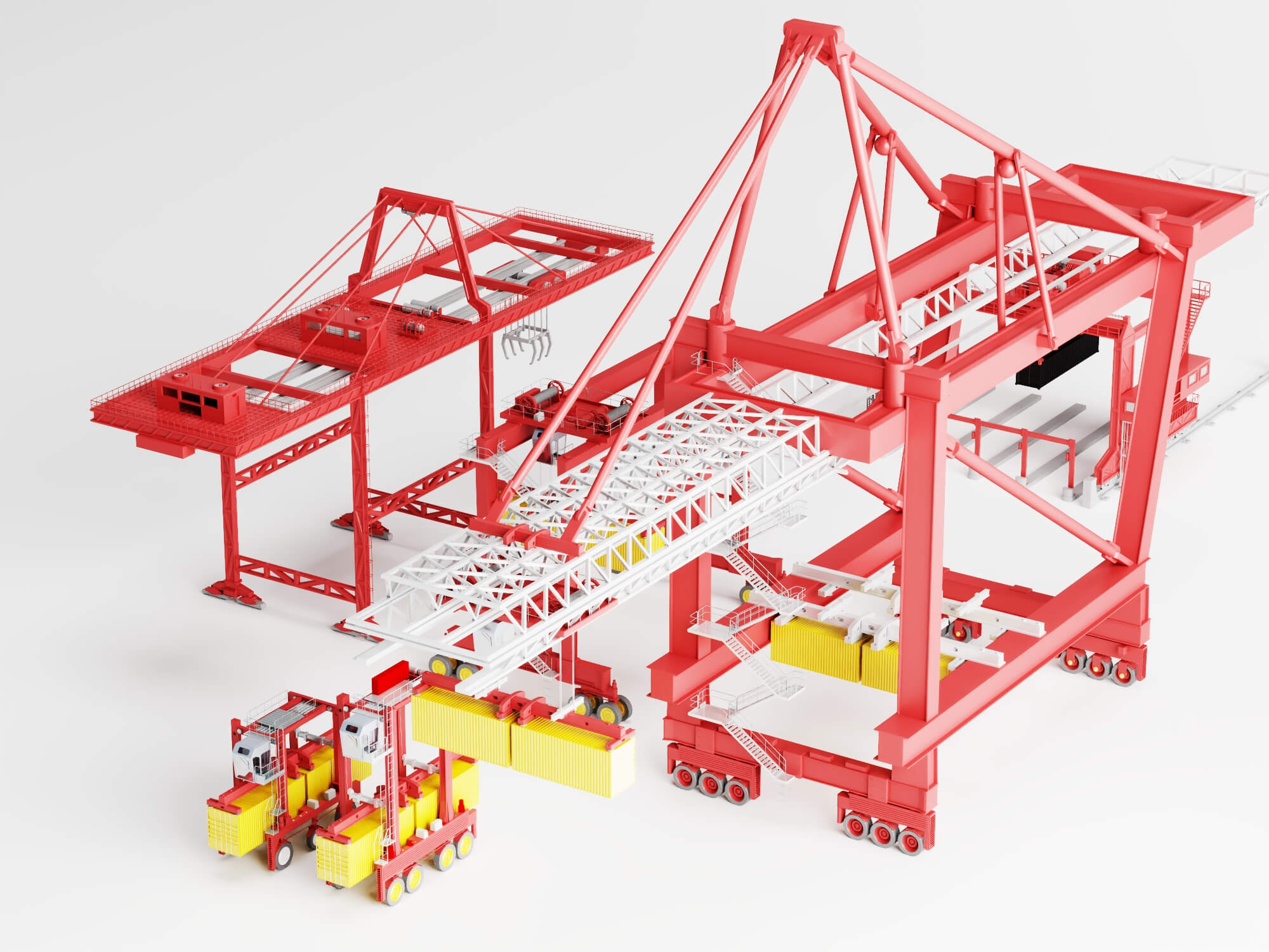 Port Container Crane Asset Pack 3D Model