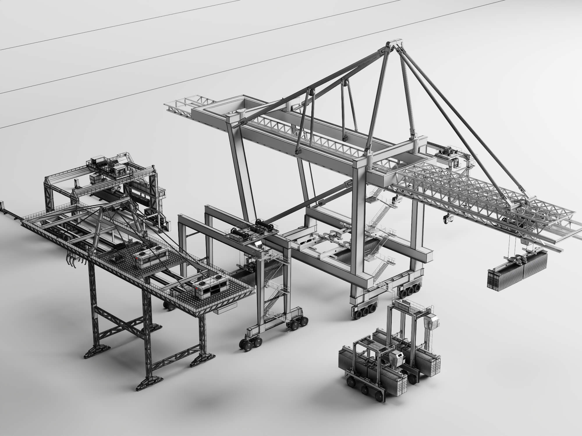 Port Container Crane Asset Pack 3D Model