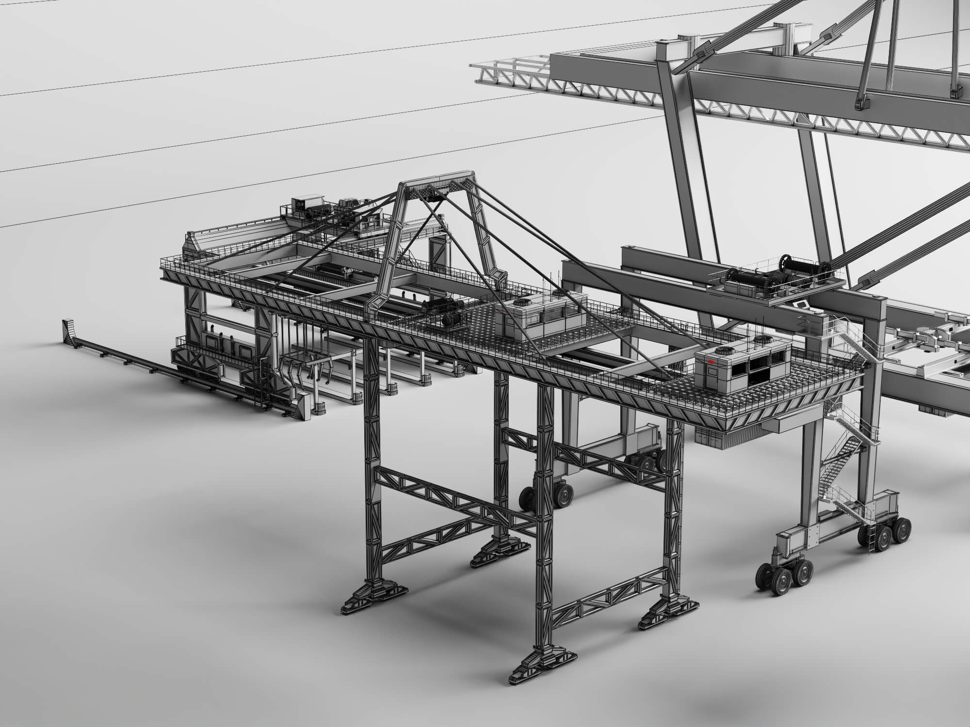 Port Container Crane Asset Pack 3D Model