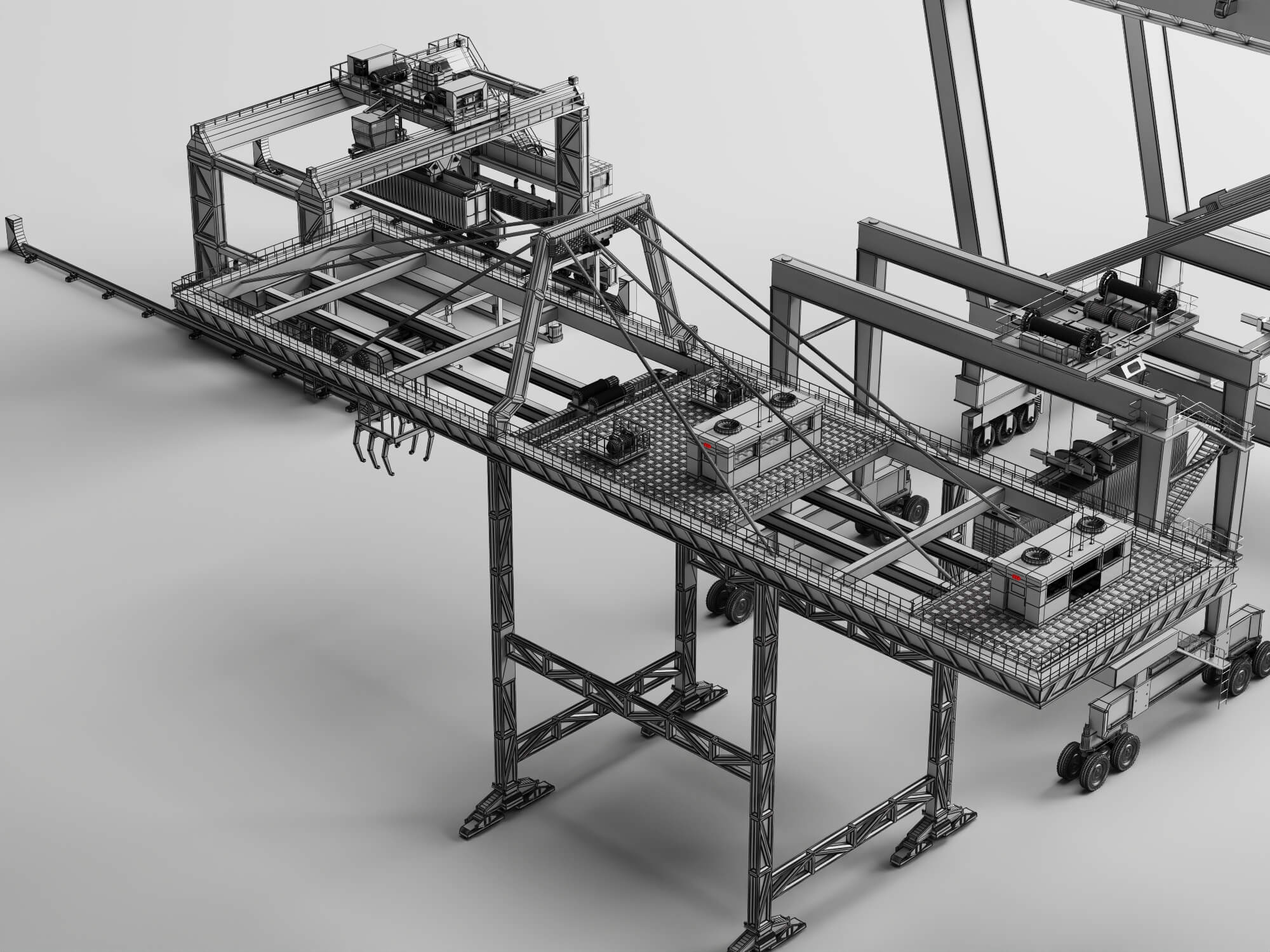 Port Container Crane Asset Pack 3D Model