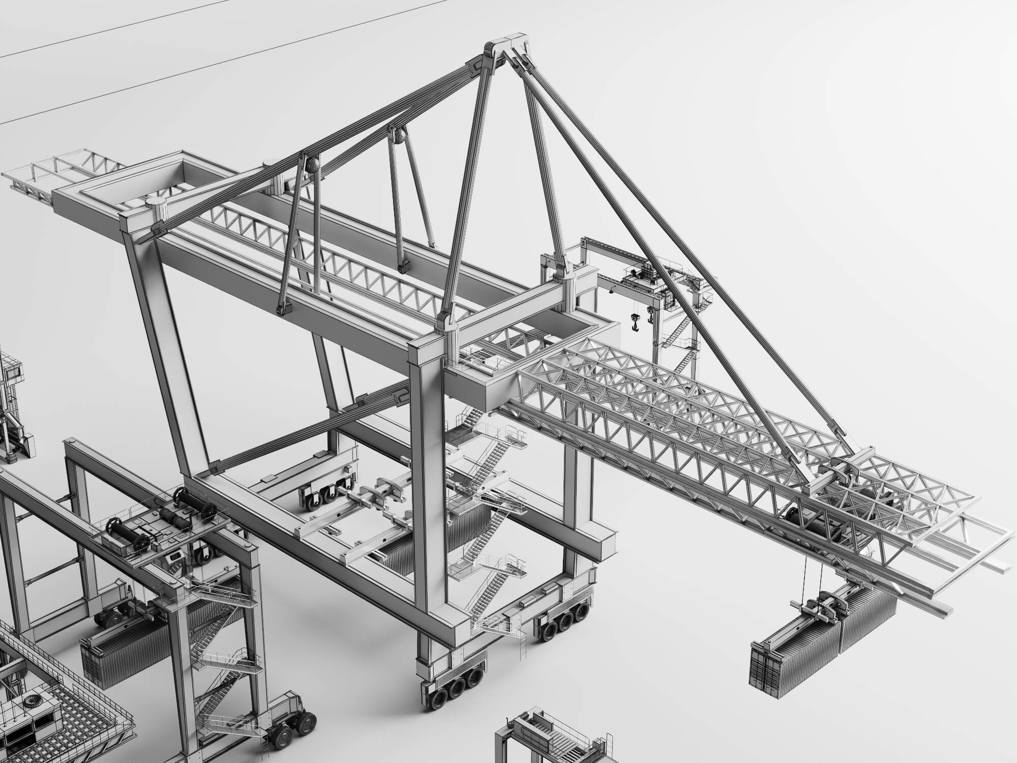 Port Container Crane Asset Pack 3D Model