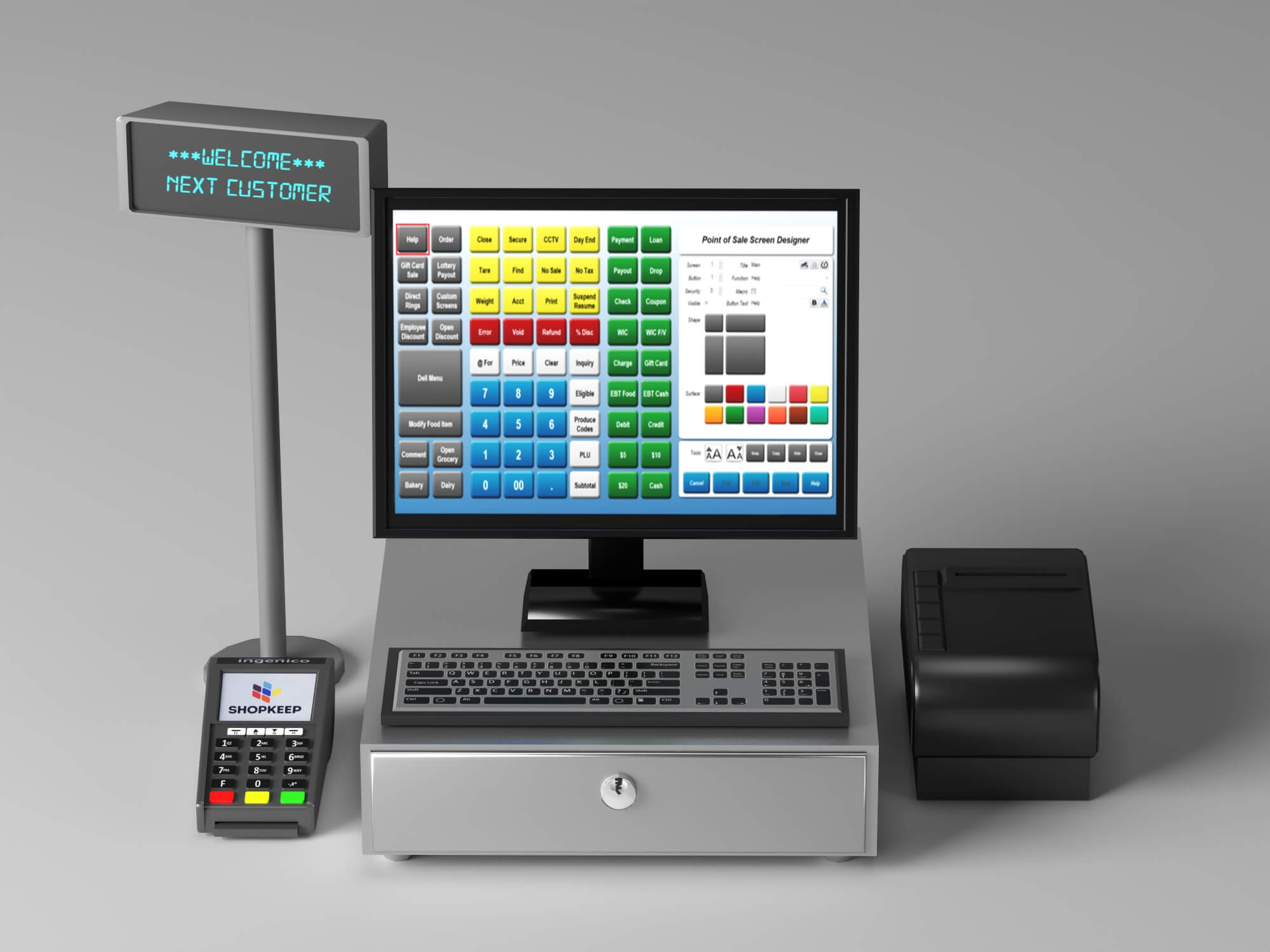 POS Cash Register System 3D Model