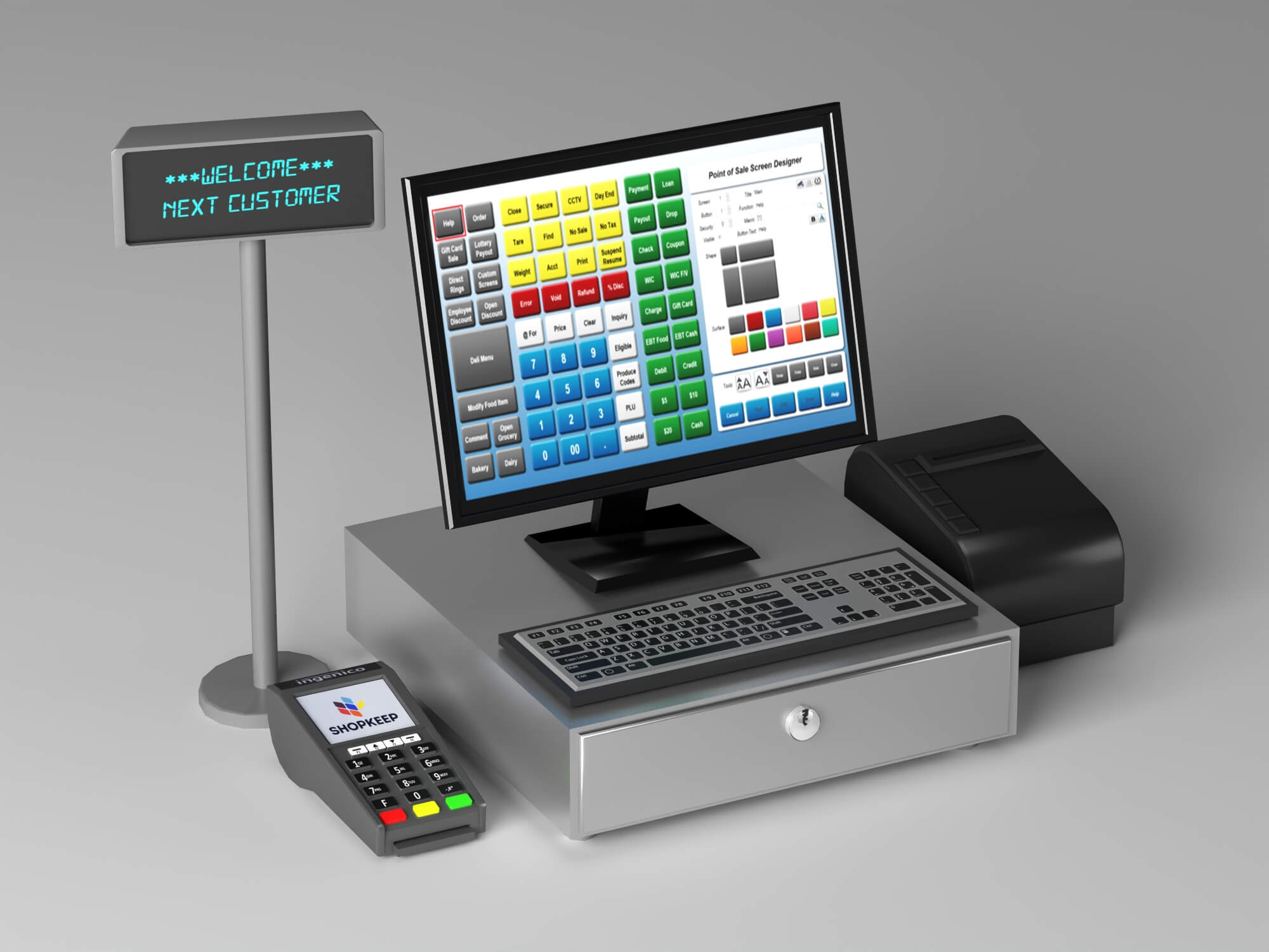 POS Cash Register System 3D Model