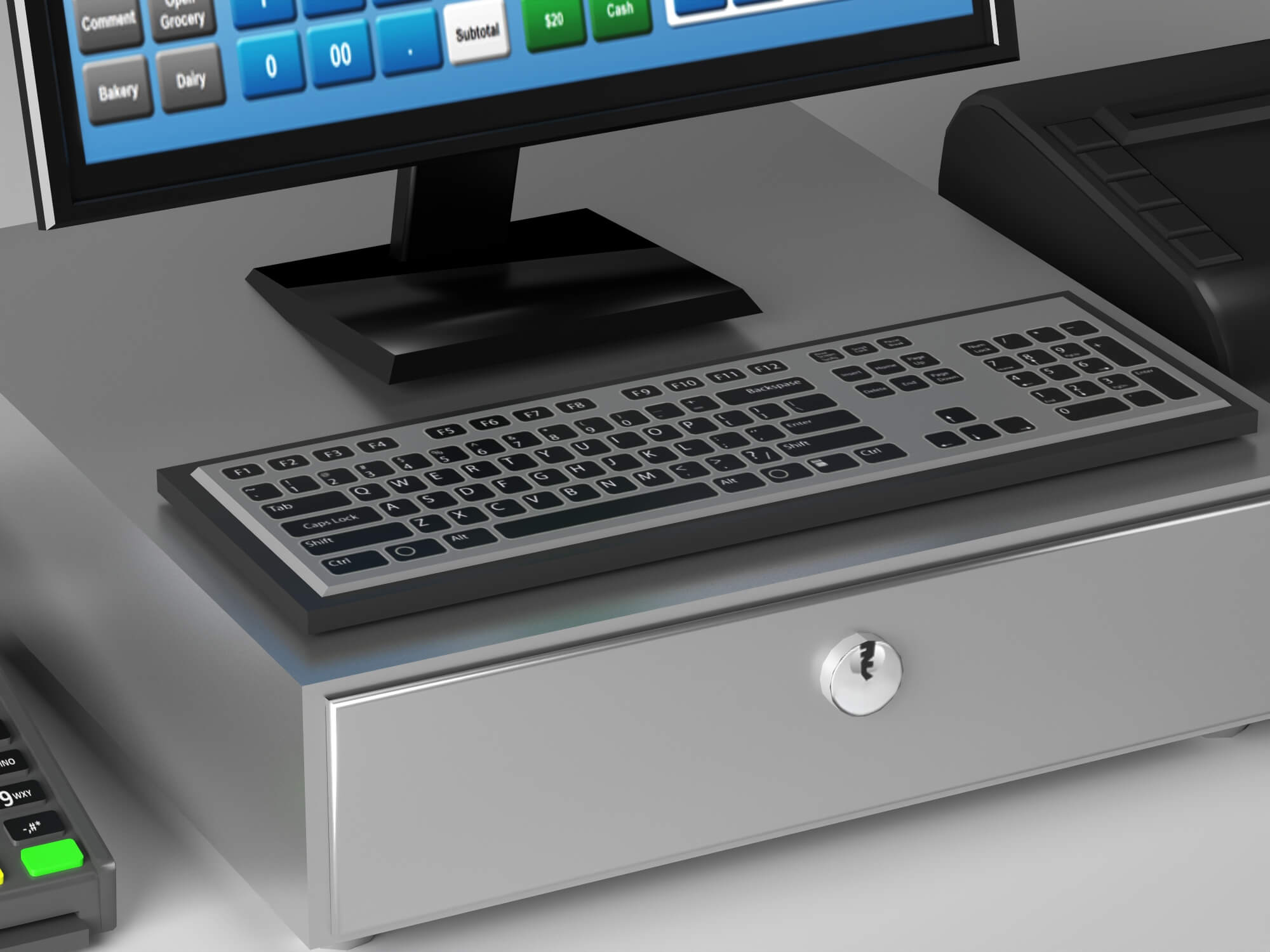 POS Cash Register System 3D Model