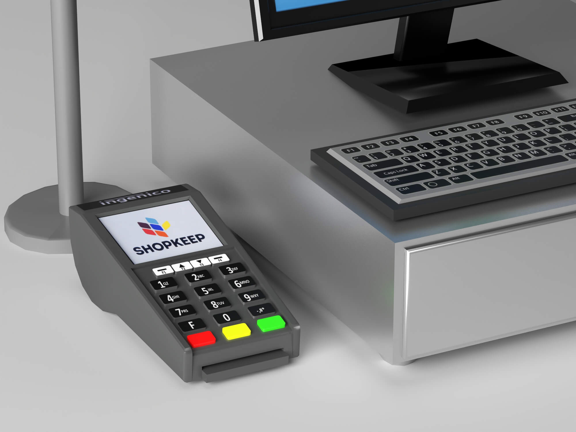 POS Cash Register System 3D Model