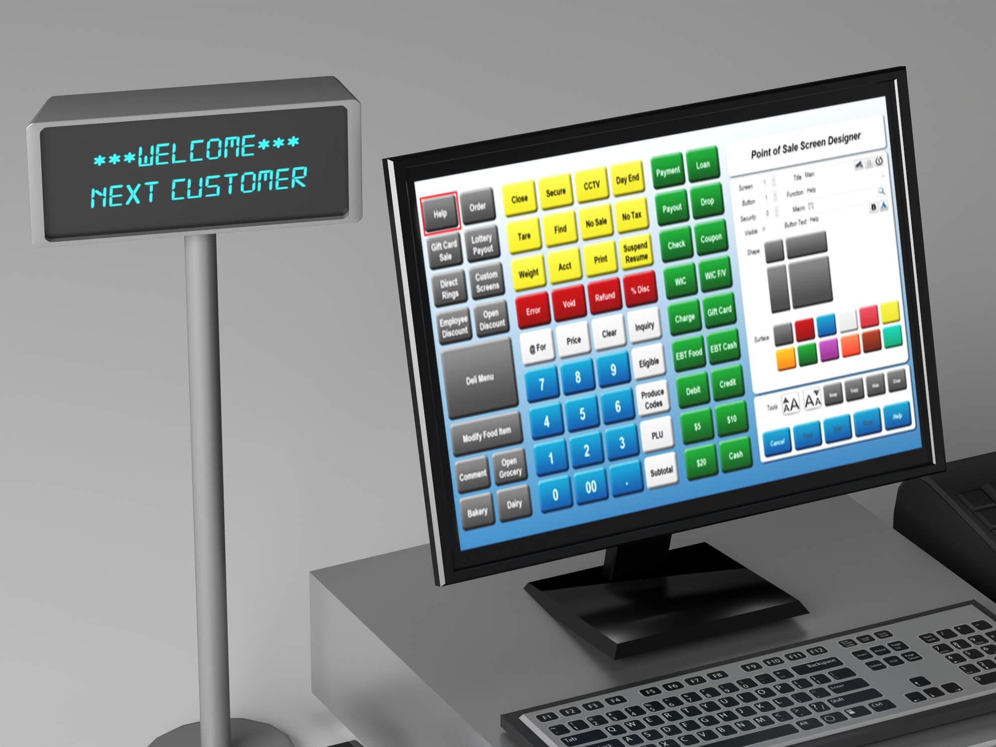 POS Cash Register System 3D Model
