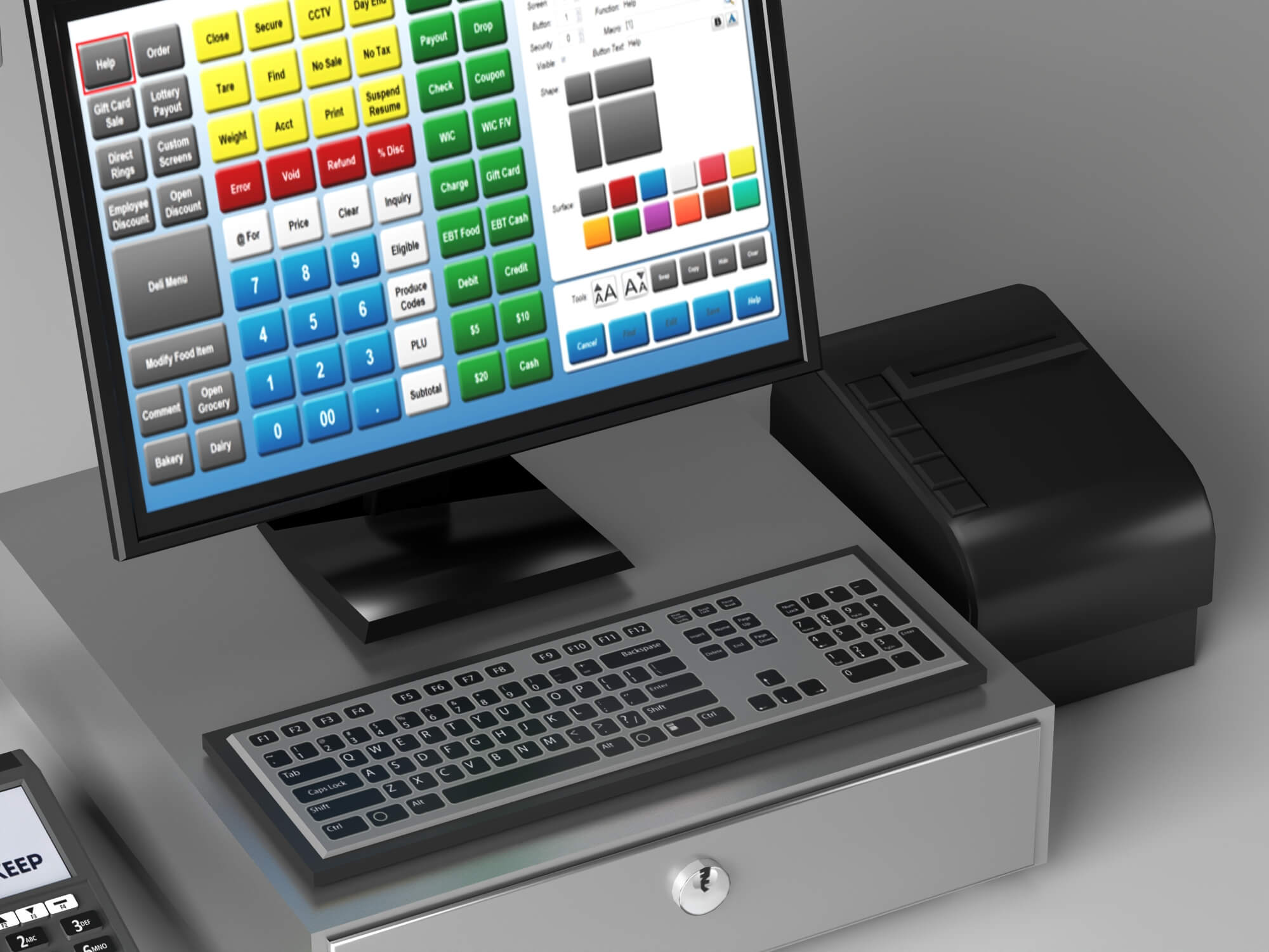 POS Cash Register System 3D Model