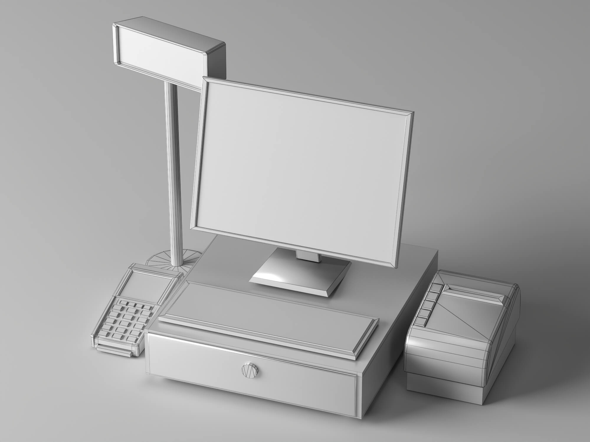 POS Cash Register System 3D Model