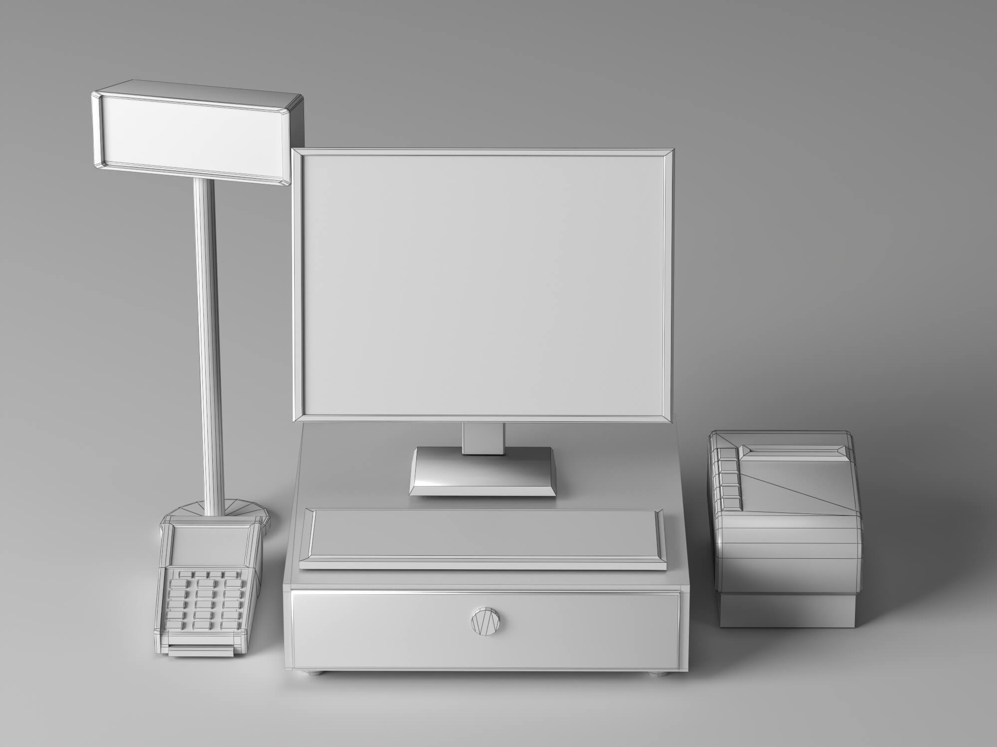 POS Cash Register System 3D Model