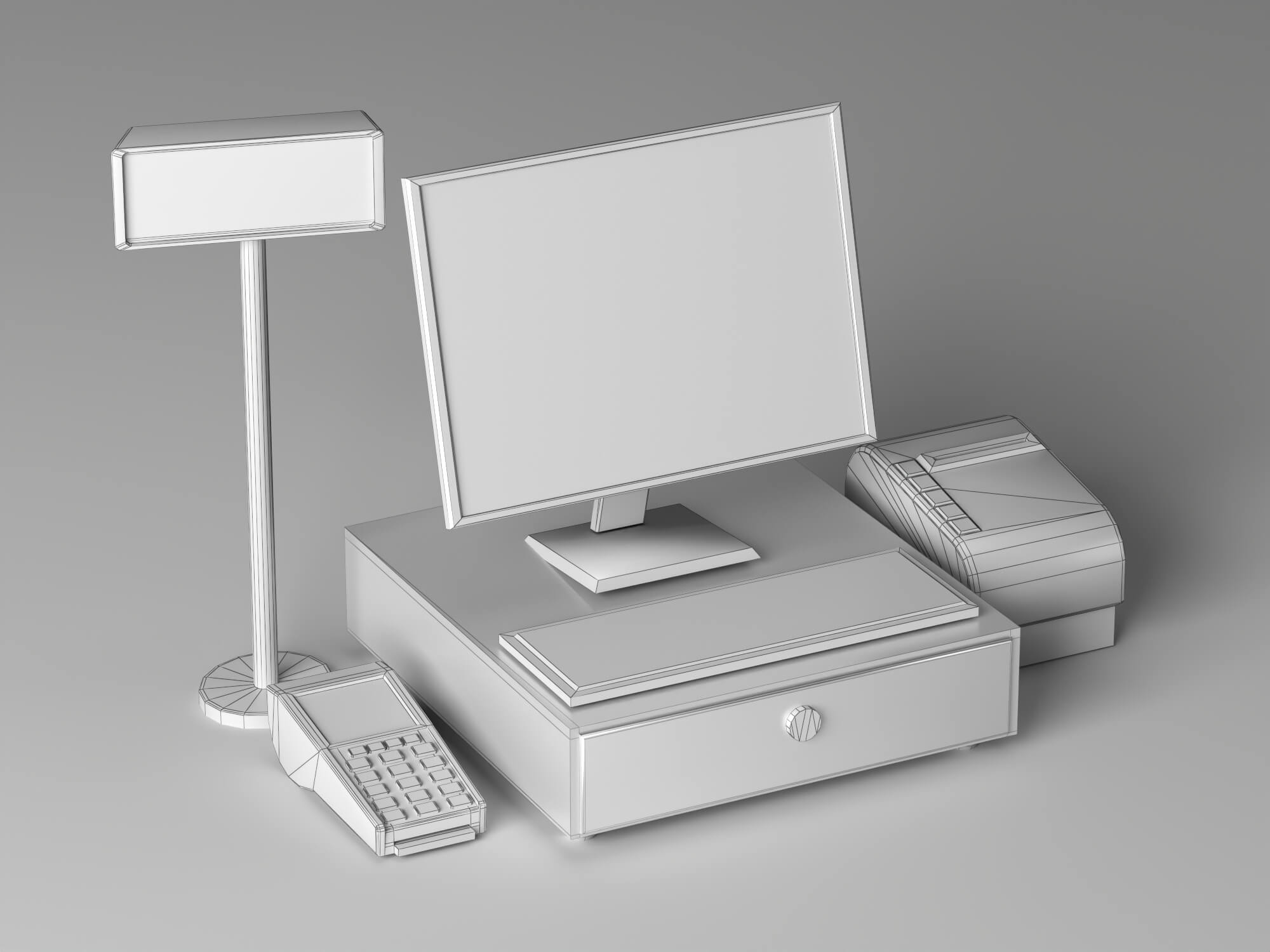 POS Cash Register System 3D Model