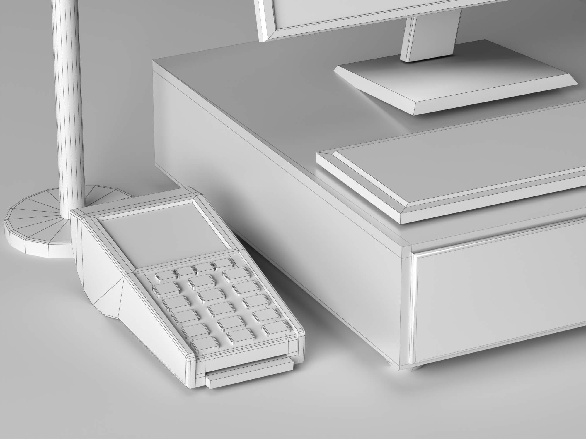 POS Cash Register System 3D Model