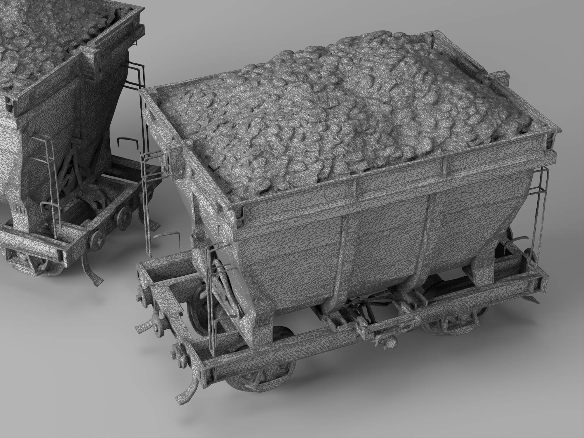 Railway Hopper Wagon with Ore Cargo 3D Model