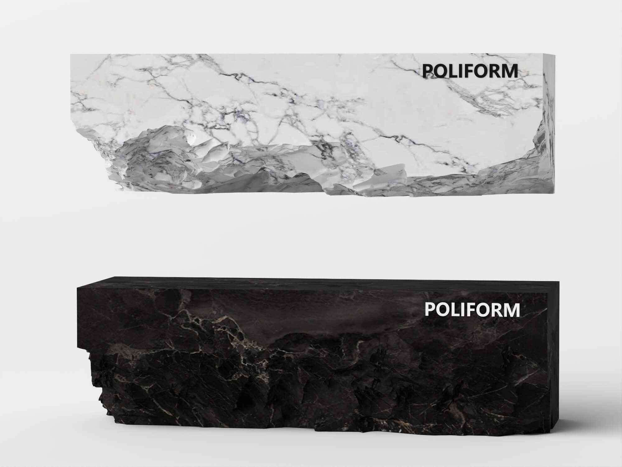 Raw Edge Marble Console Table Asset Pack 3D Model
