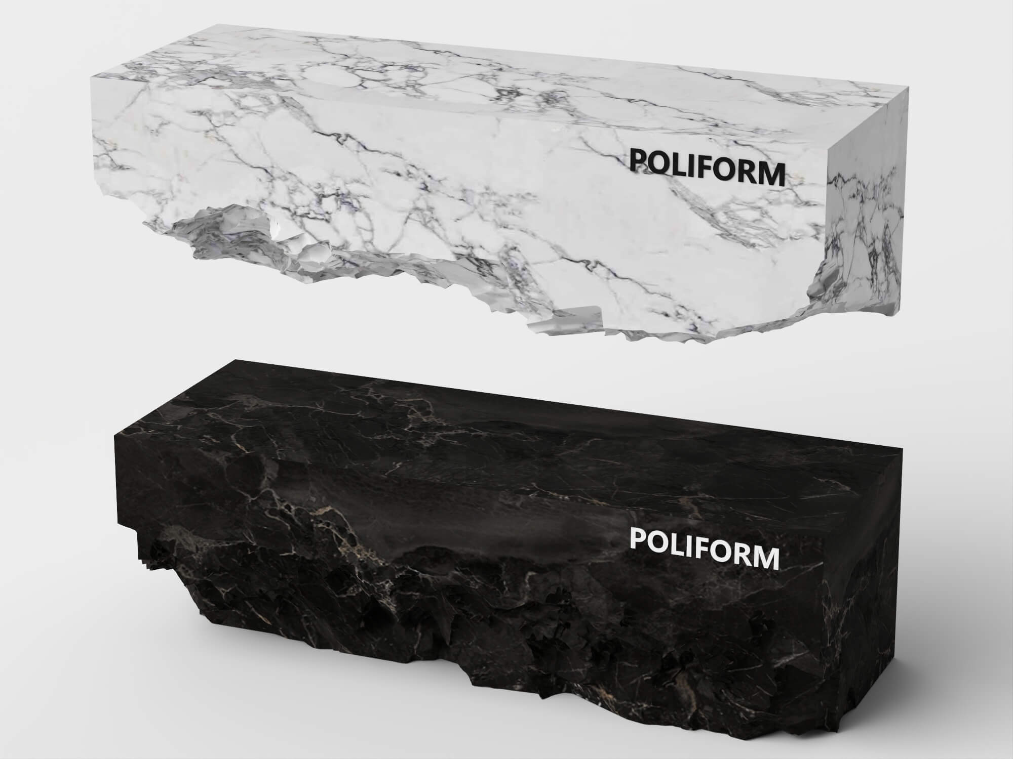 Raw Edge Marble Console Table Asset Pack 3D Model