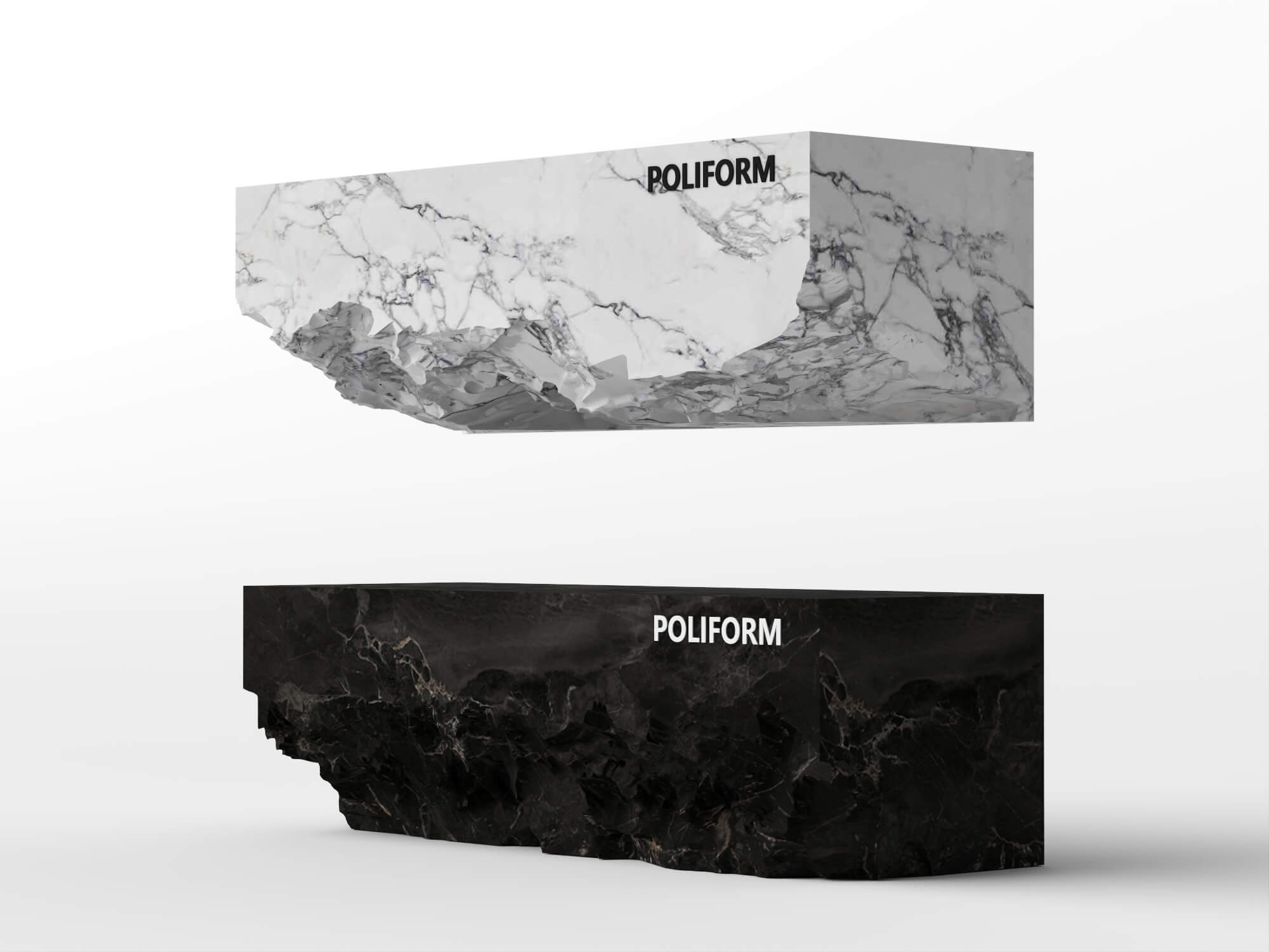 Raw Edge Marble Console Table Asset Pack 3D Model