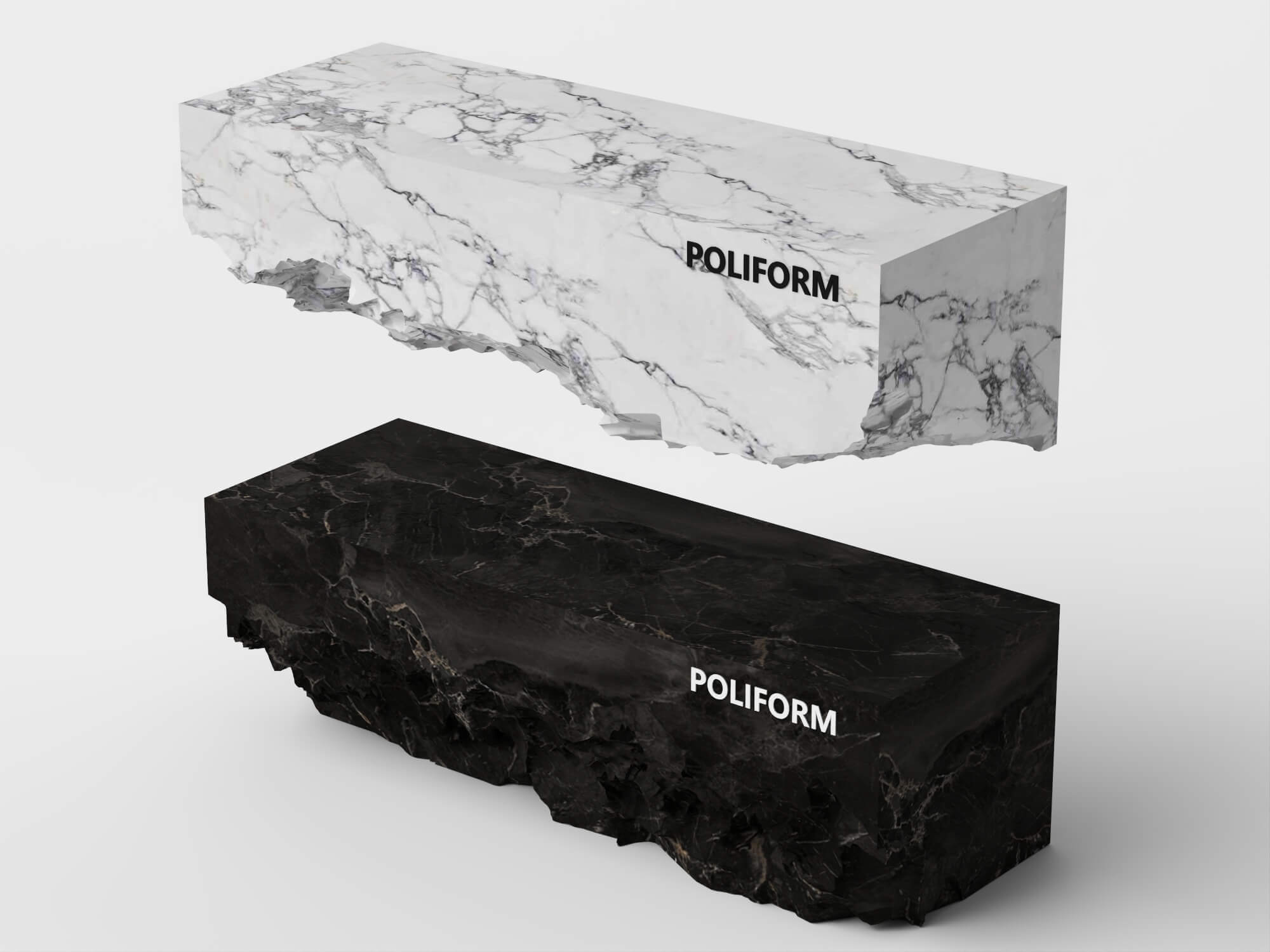 Raw Edge Marble Console Table Asset Pack 3D Model