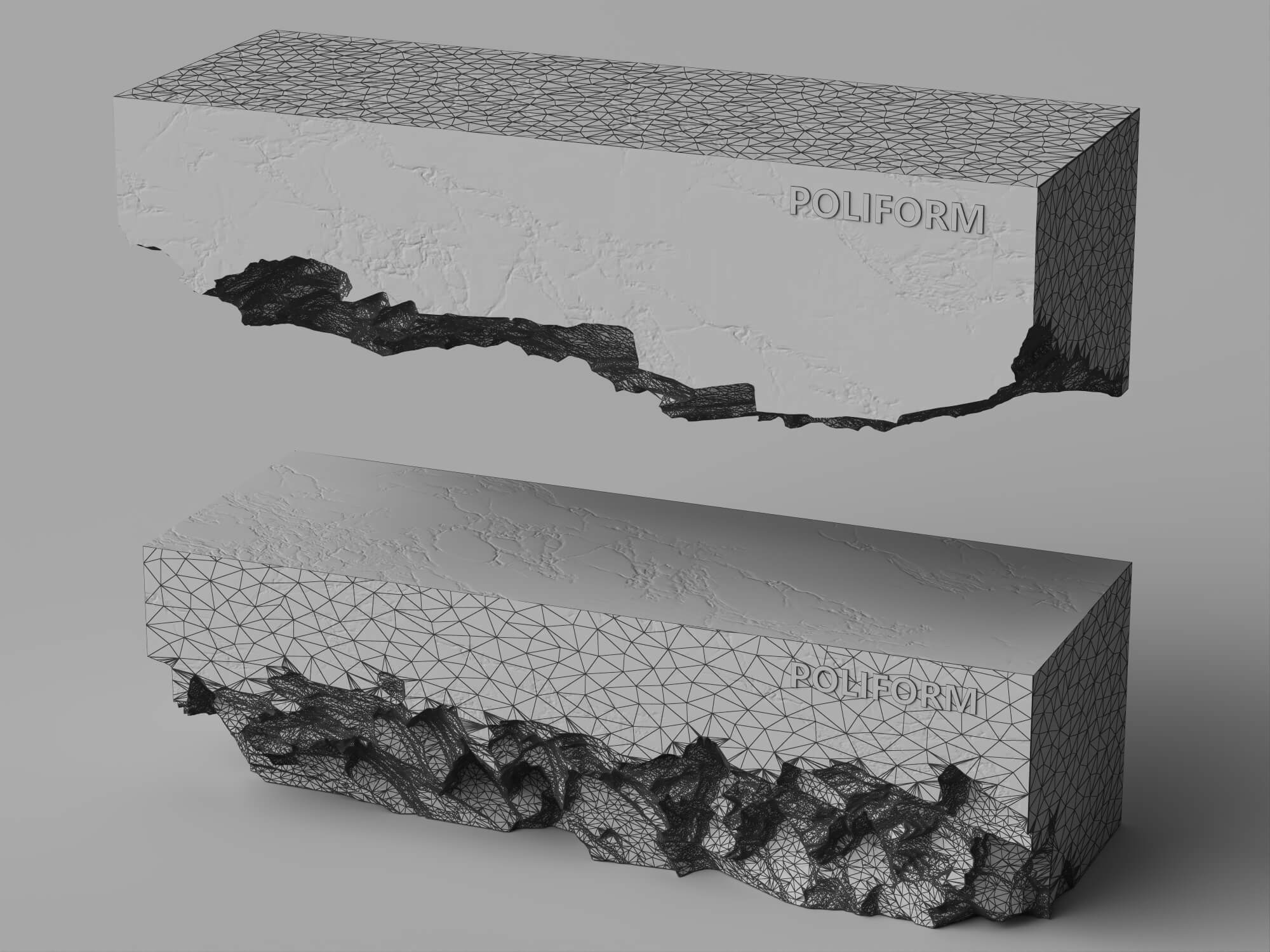 Raw Edge Marble Console Table Asset Pack 3D Model